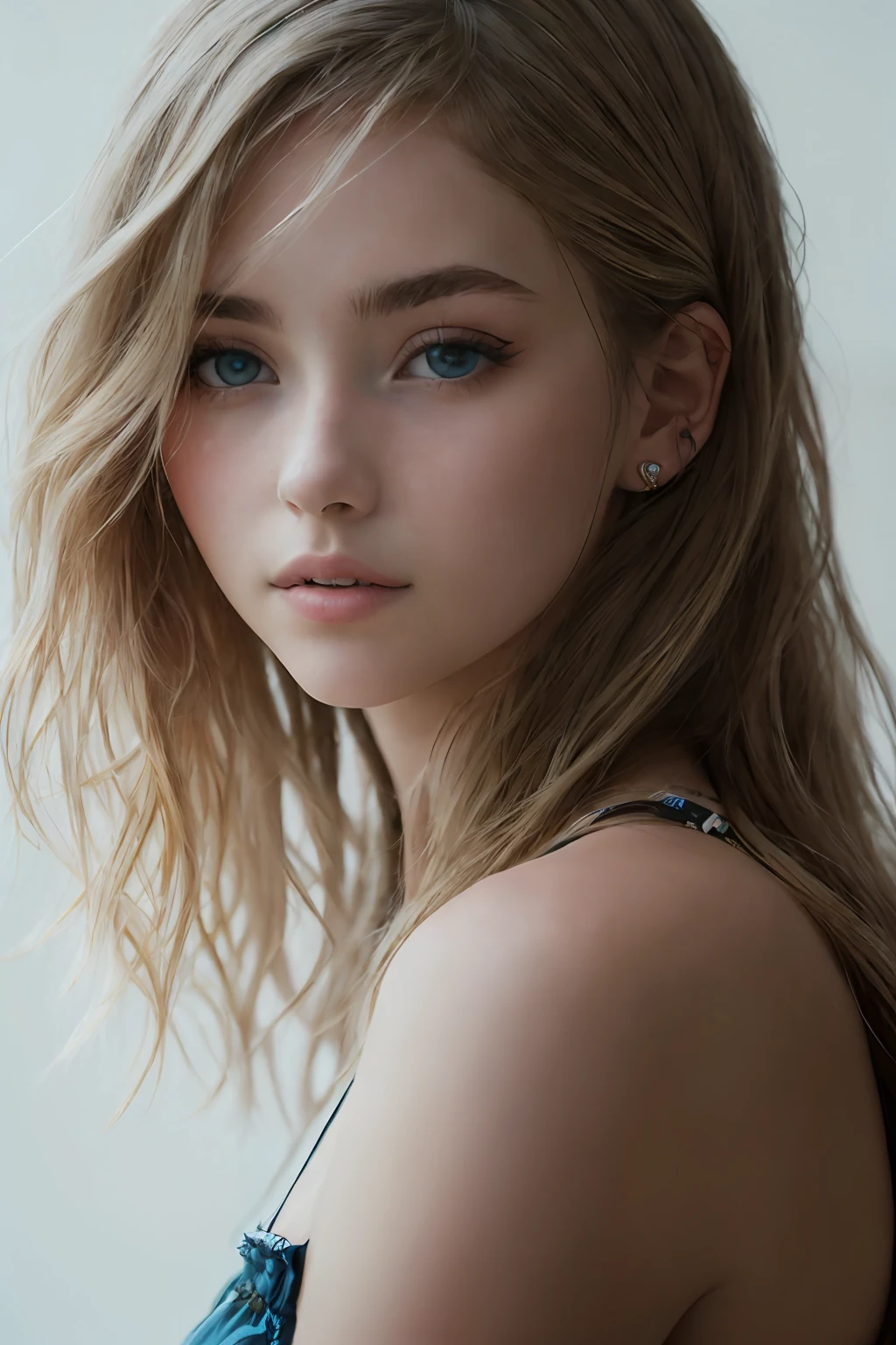 (top-quality、8K、32K、​masterpiece、nffsw:1.2)、arafed woman with long blond hair and blue eyes posing for a picture, gorgeous young model, portrait of a beautiful model, beautiful female model, beautiful model, very pretty model, Beautiful girl model, 50mm portrait, stunning model, Portrait Sophie Mudd, by Emma Andijewska, １4-year-old female model, soft portrait shot 8 k