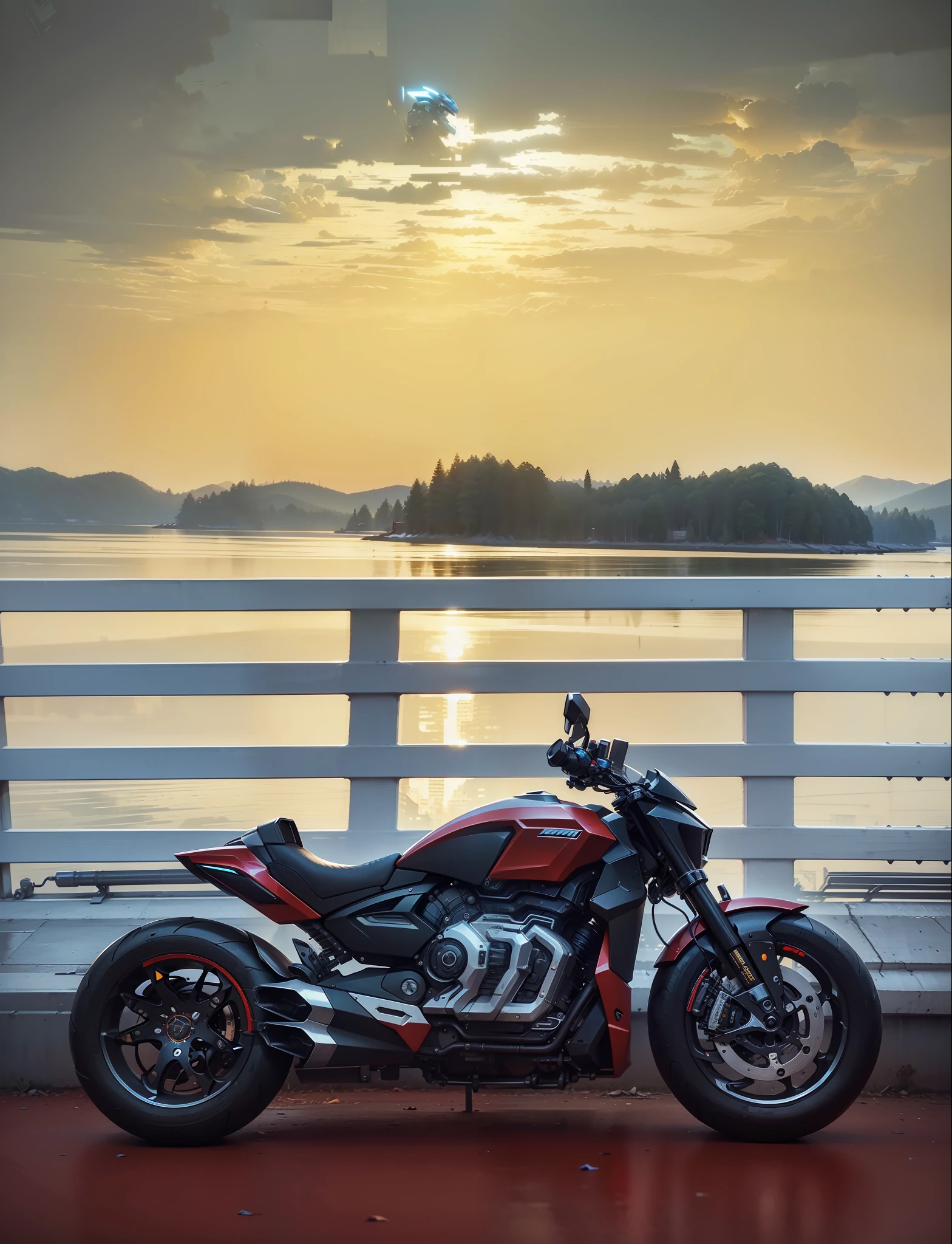 Cyberpunk mechanical motorcycle,Biomechanicals, MSHN Robot Man,High-tech helmet,hyper realisitc, Steel, Complex design, insanely details, finely detailled, Extremely clear lines, cinmatic lighting, photograph realistic, A detailed masterpiece