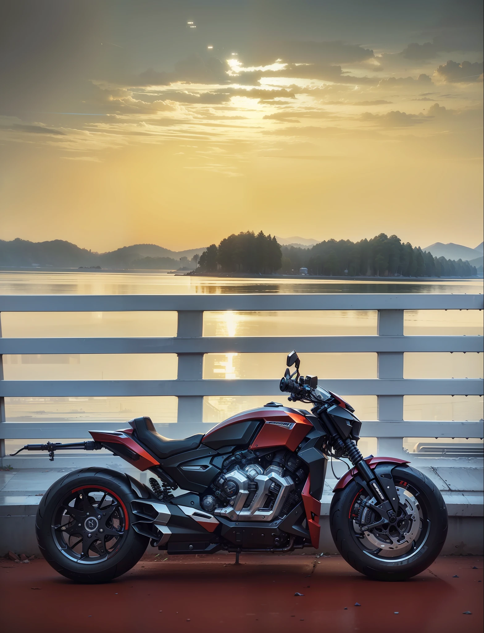 Cyberpunk mechanical motorcycle,Biomechanicals, MSHN Robot Man,High-tech helmet,hyper realisitc, Steel, Complex design, insanely details, finely detailled, Extremely clear lines, cinmatic lighting, photograph realistic, A detailed masterpiece