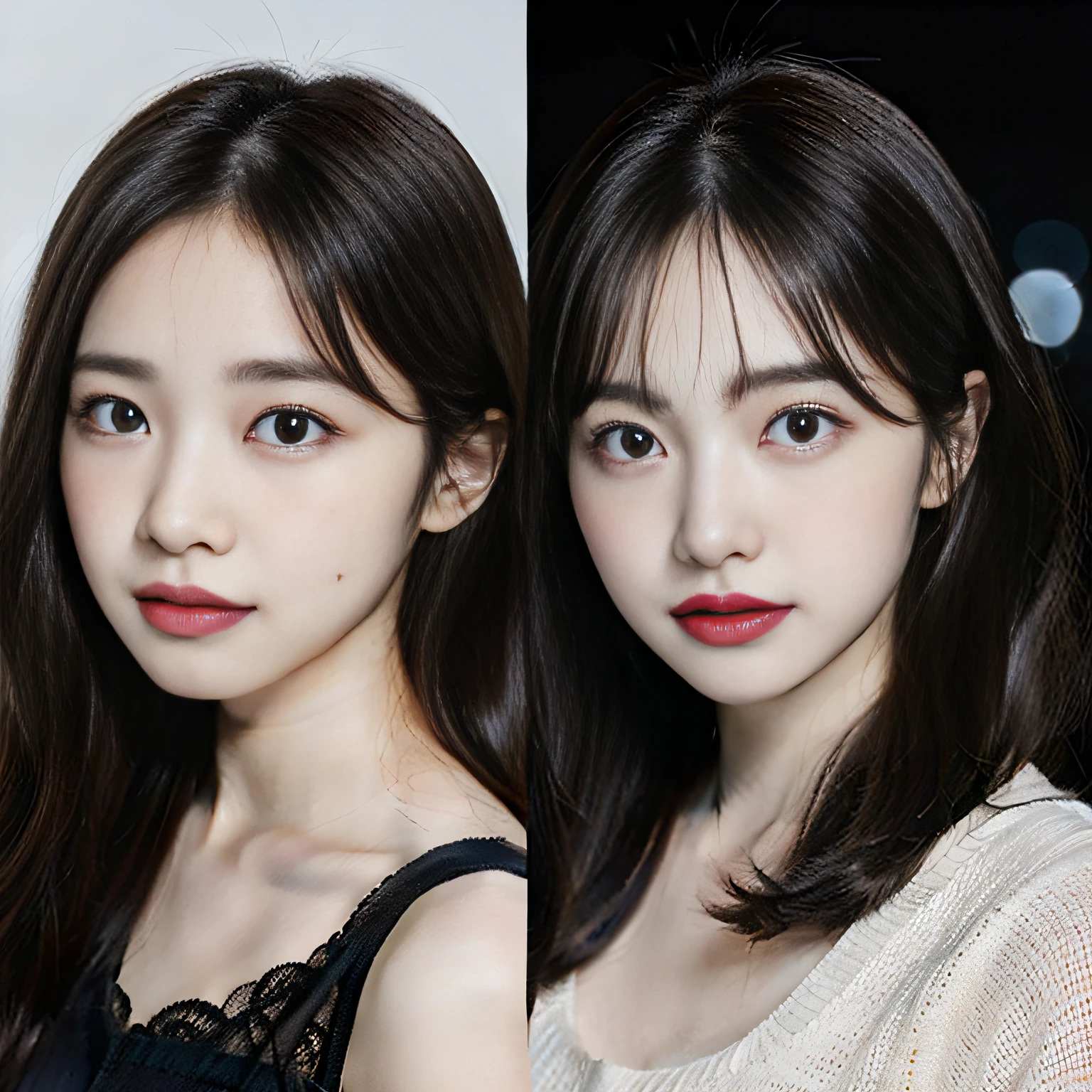 A picture is divided into two parts: The face of the same woman,There are severe dark circles on the left side,On the right is the fresh makeup