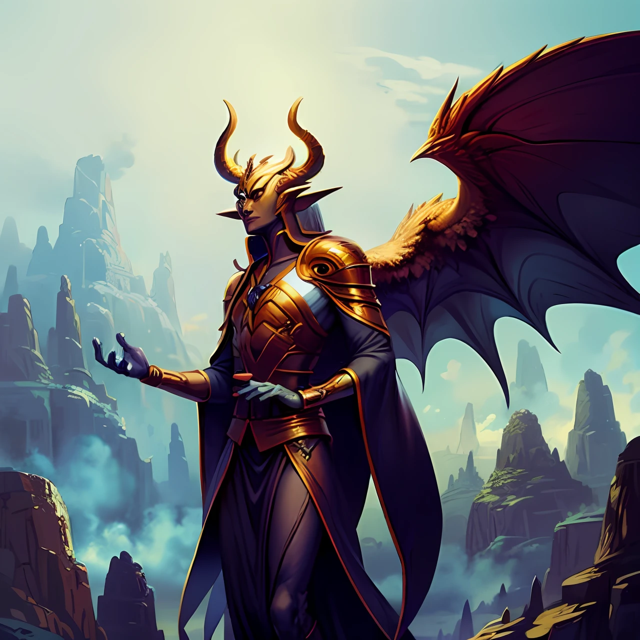 femele，demon king，magic dragon，wings，arrogant