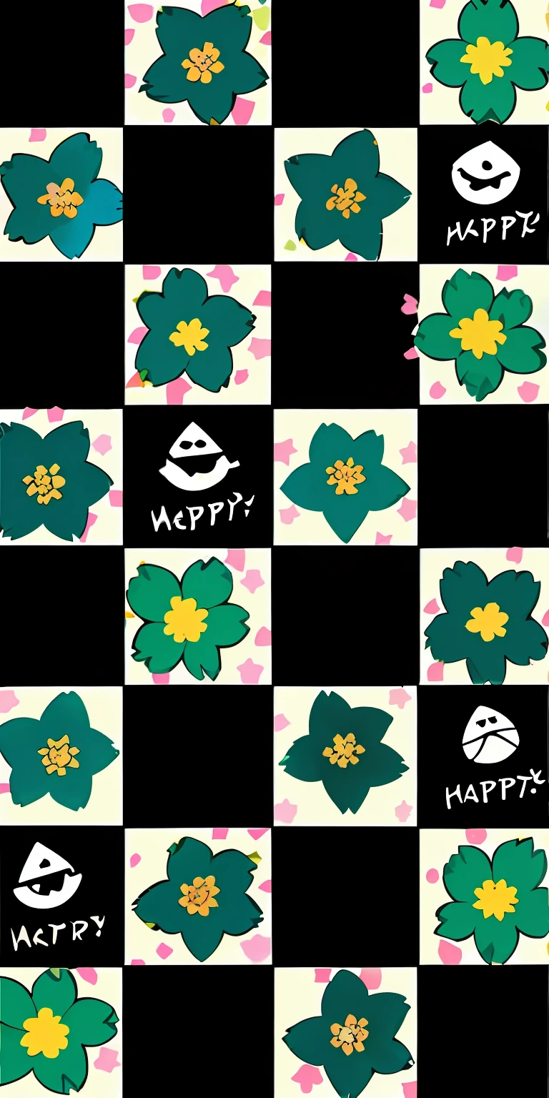 Close-up of checkered pattern with flowers and text,Ringer, Smile, Smile face, smile coy, Happy smile, flower, Smiling, Small smile, smile in face, Flowers!!!!, Kind smile, focus on smile, smiley, Flower background, smileing nright, opulent, Innocent smile, patchy flowers, Happy smiling, lite smile, made with illustrator