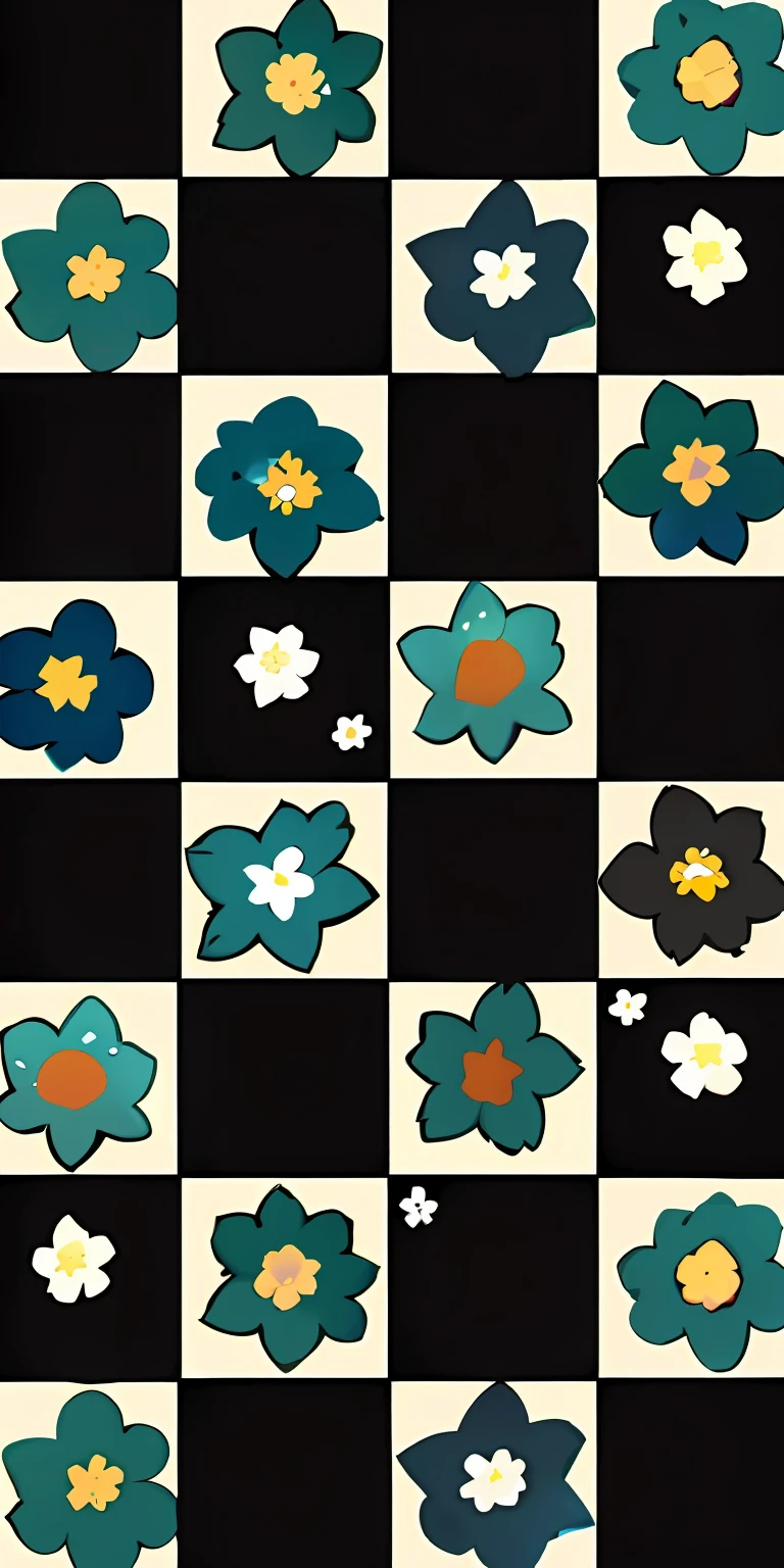Close-up of checkered pattern with flowers and text,Ringer， Smile, Smile face, smile coy, Happy smile, flower, Smiling, Small smile, smile in face, Flowers!!!!, Kind smile, focus on smile, smiley, Flower background, smileing nright, opulent, Innocent smile, patchy flowers, Happy smiling, lite smile, made with illustrator