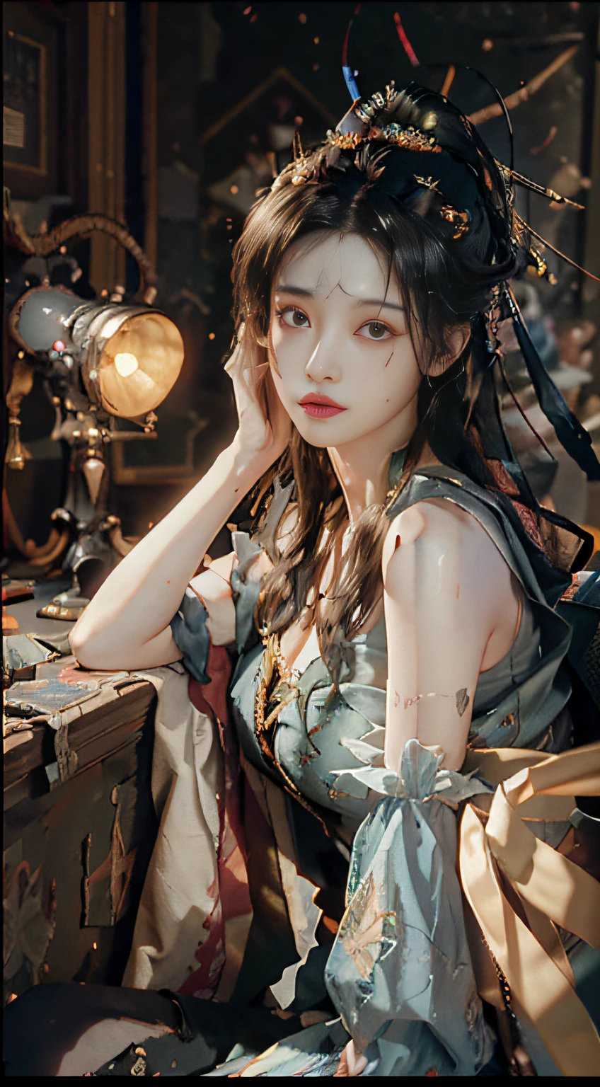 ((Best quality)), ((masterpiece)), (detailed:1.4), 3D, an image of a beautiful cyberpunk female,HDR (High Dynamic Range),Ray Tracing,NVIDIA RTX,Super-Resolution,Unreal 5,Subsurface scattering,PBR Texturing,Post-processing,Anisotropic Filtering,Depth-of-field,Maximum clarity and sharpness,Multi-layered textures,Albedo and Specular maps,Surface shading,Accurate simulation of light-material interaction,Perfect proportions,Octane Render,Two-tone lighting,Wide aperture,Low ISO,White balance,Rule of thirds,8K RAW,