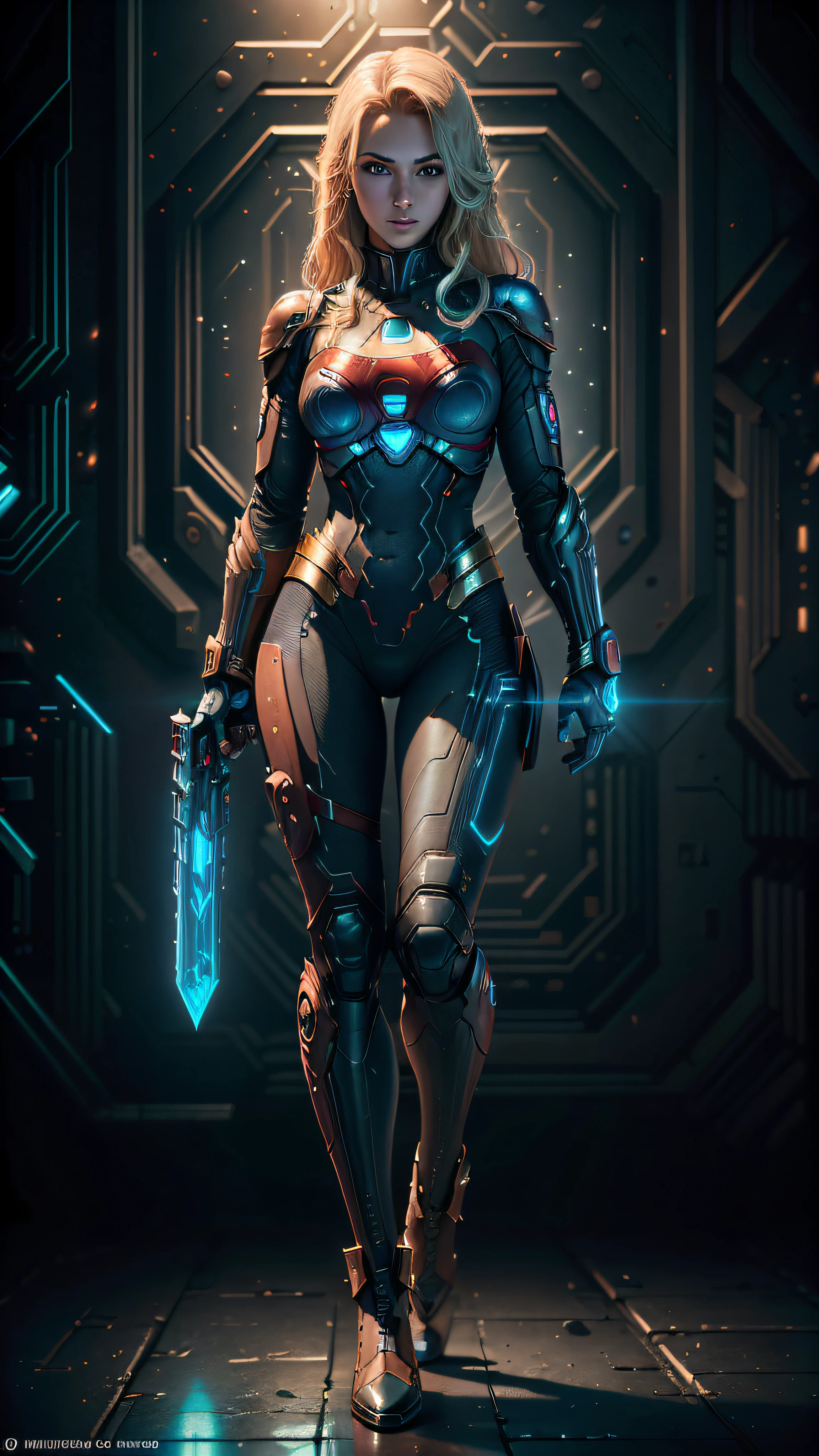 ((Best Quality)), ((Masterpiece)), (Detailed: 1.4), 3D, an image of a beautiful cyberpunk Supergirl,HDR (High Dynamic Range),Ray Tracing,NVIDIA RTX,Super-Resolution,Unreal 5,Subsurface Dispersion, PBR Texture, Post-processing, Anisotropic Filtering, Depth of Field, Maximum Clarity and Sharpness, Multilayer Textures, Albedo and Specular Maps, Surface Shading, Accurate Simulation of Light-Material Interaction, Perfect Proportions, Octane Render, Two-Tone Lighting,Wide Aperture,Low ISO,White Balance,Rule of Thirds,8K RAW,CircuitBoardAI, Blonde Hair, Blue Eyes, Superman S Symbol on Chest, Red Color Boots.