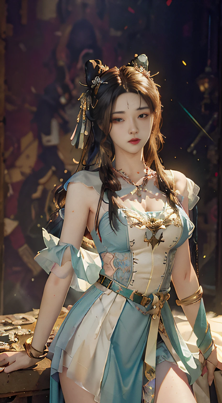 ((Best quality)), ((masterpiece)), (detailed:1.4), 3D, an image of a beautiful cyberpunk female,HDR (High Dynamic Range),Ray Tracing,NVIDIA RTX,Super-Resolution,Unreal 5,Subsurface scattering,PBR Texturing,Post-processing,Anisotropic Filtering,Depth-of-field,Maximum clarity and sharpness,Multi-layered textures,Albedo and Specular maps,Surface shading,Accurate simulation of light-material interaction,Perfect proportions,Octane Render,Two-tone lighting,Wide aperture,Low ISO,White balance,Rule of thirds,8K RAW,