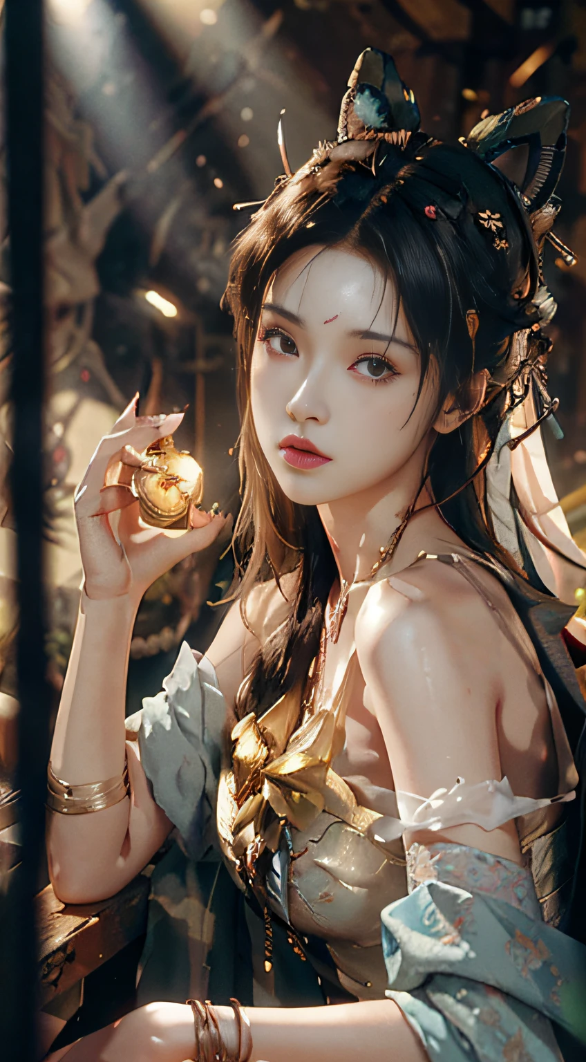 ((Best quality)), ((masterpiece)), (detailed:1.4), 3D, an image of a beautiful cyberpunk female,HDR (High Dynamic Range),Ray Tracing,NVIDIA RTX,Super-Resolution,Unreal 5,Subsurface scattering,PBR Texturing,Post-processing,Anisotropic Filtering,Depth-of-field,Maximum clarity and sharpness,Multi-layered textures,Albedo and Specular maps,Surface shading,Accurate simulation of light-material interaction,Perfect proportions,Octane Render,Two-tone lighting,Wide aperture,Low ISO,White balance,Rule of thirds,8K RAW,