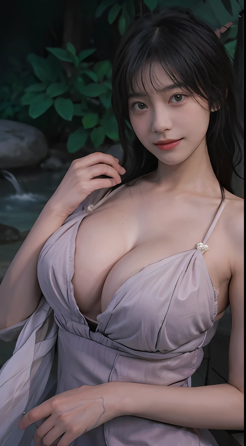 best qualtiy, 超高分辨率, (realisticlying:1.4), one-girl, A pair of clear and moving peach blossom eyes,Royal Sister,Fair skin,Perfect body,Exquisite facial features,(full bodyesbian:1.6)a sense of atmosphere,Absolutely beautiful girl, ssmile,Look at the audience tenderly ,HD close-up ,deep v big breasts,(Photorealistic:1.4),Sexy ,(Big breasts:1.9),(Upper body:1.4),(Wet body),(:1.2)