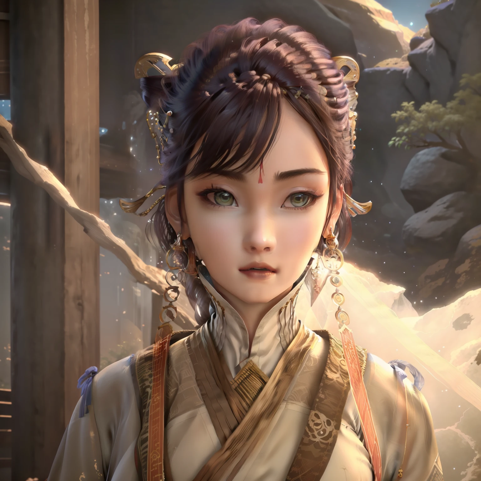 one-girl, Ancient Chinese clothing, full bodyesbian, rays of sunshine,Rusty golden dragon, Clear face, Clean white background, tmasterpiece, super detailing, Epic composition, hyper HD, high qulity, extremely detaile, offcial art, on cheongsam , Wallpapers,