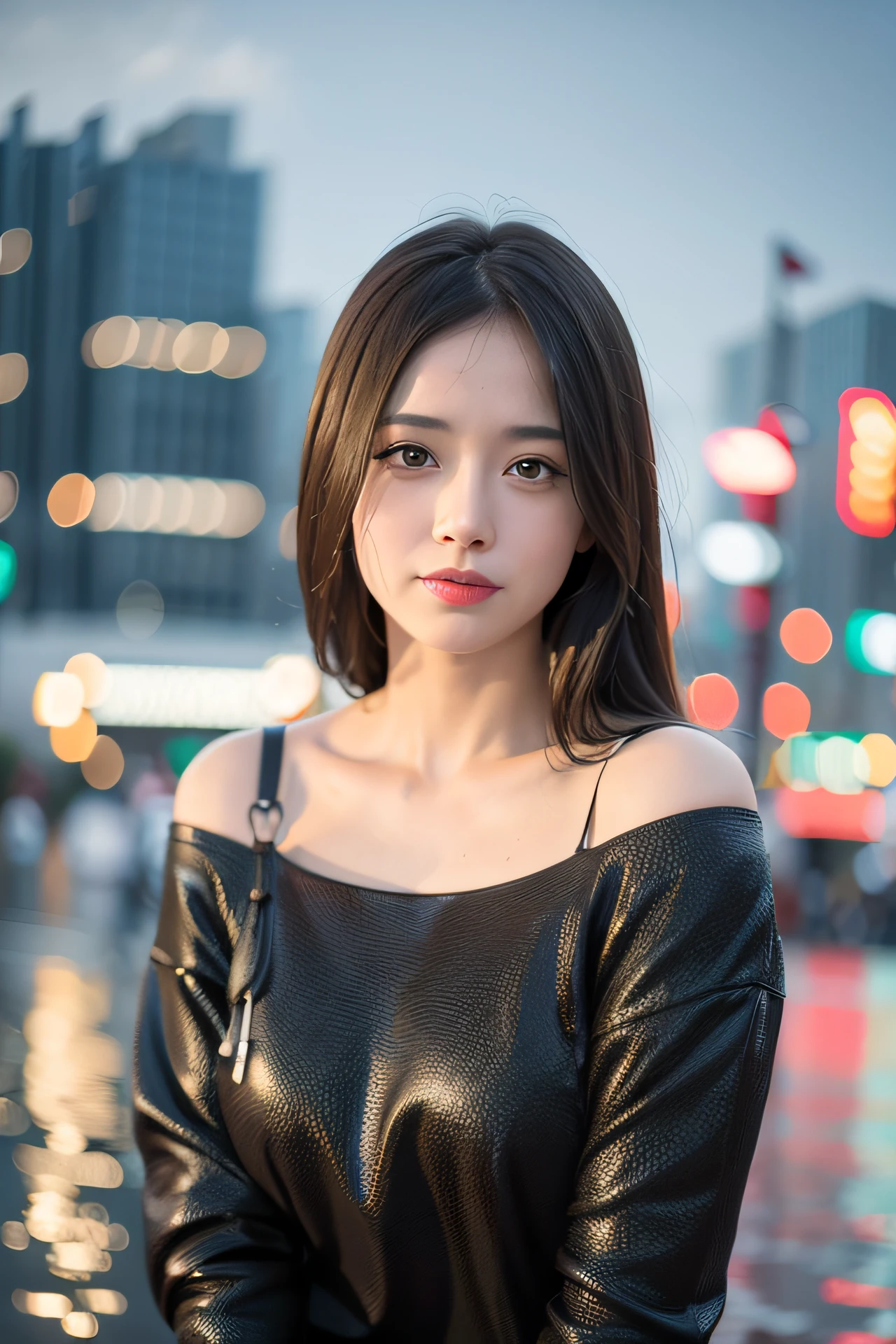 mix4,(8K, RAW photo, Best quality, Masterpiece:1.2), (Realistic, photo-realistic:1.37),Cute,Cityscape, Night, rain, Wet, Professional lighting, photon maping, Radio City, Physically-based rendering,