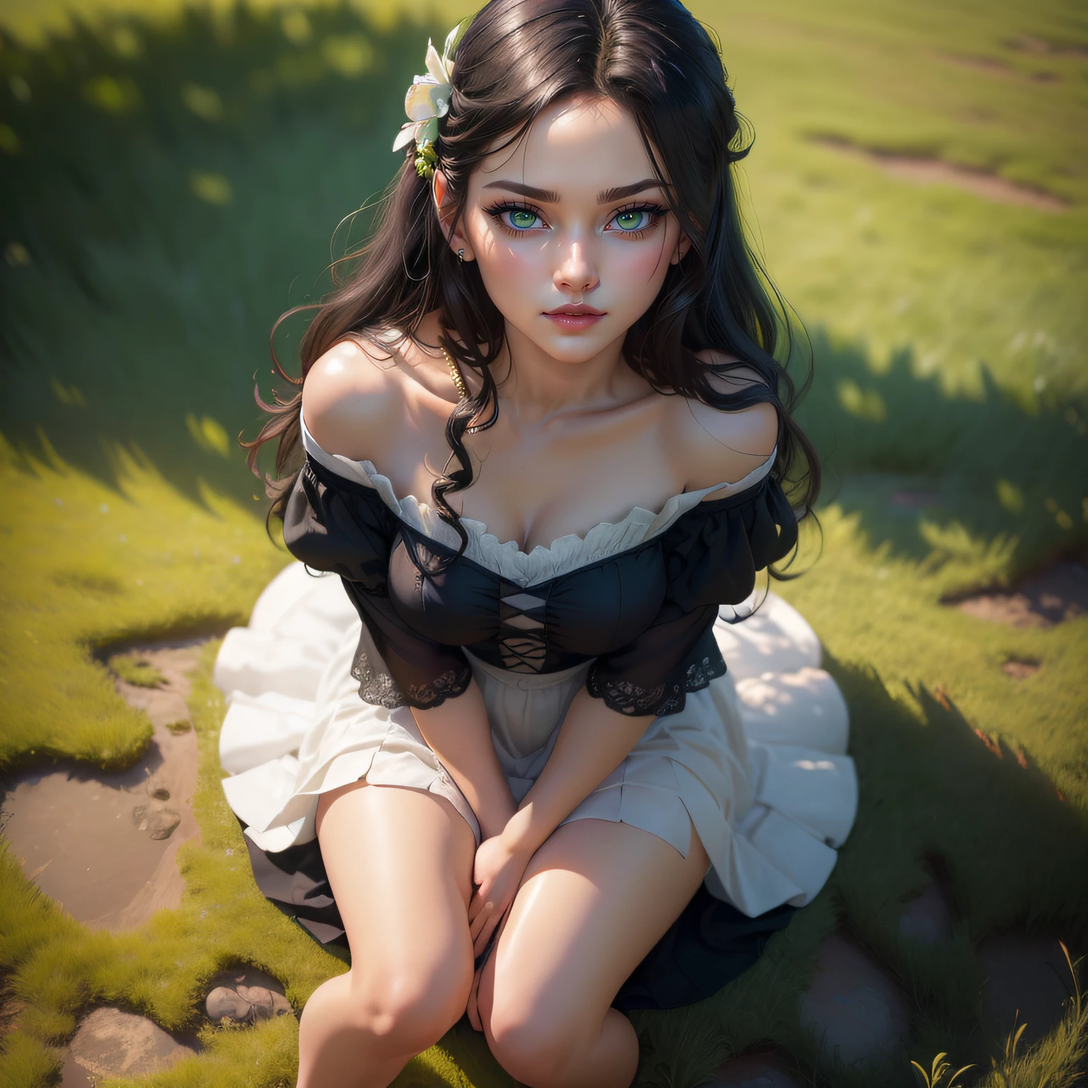 eye fixed, high detailed eyes, high detailed face, rose lips, no makeup, green eye