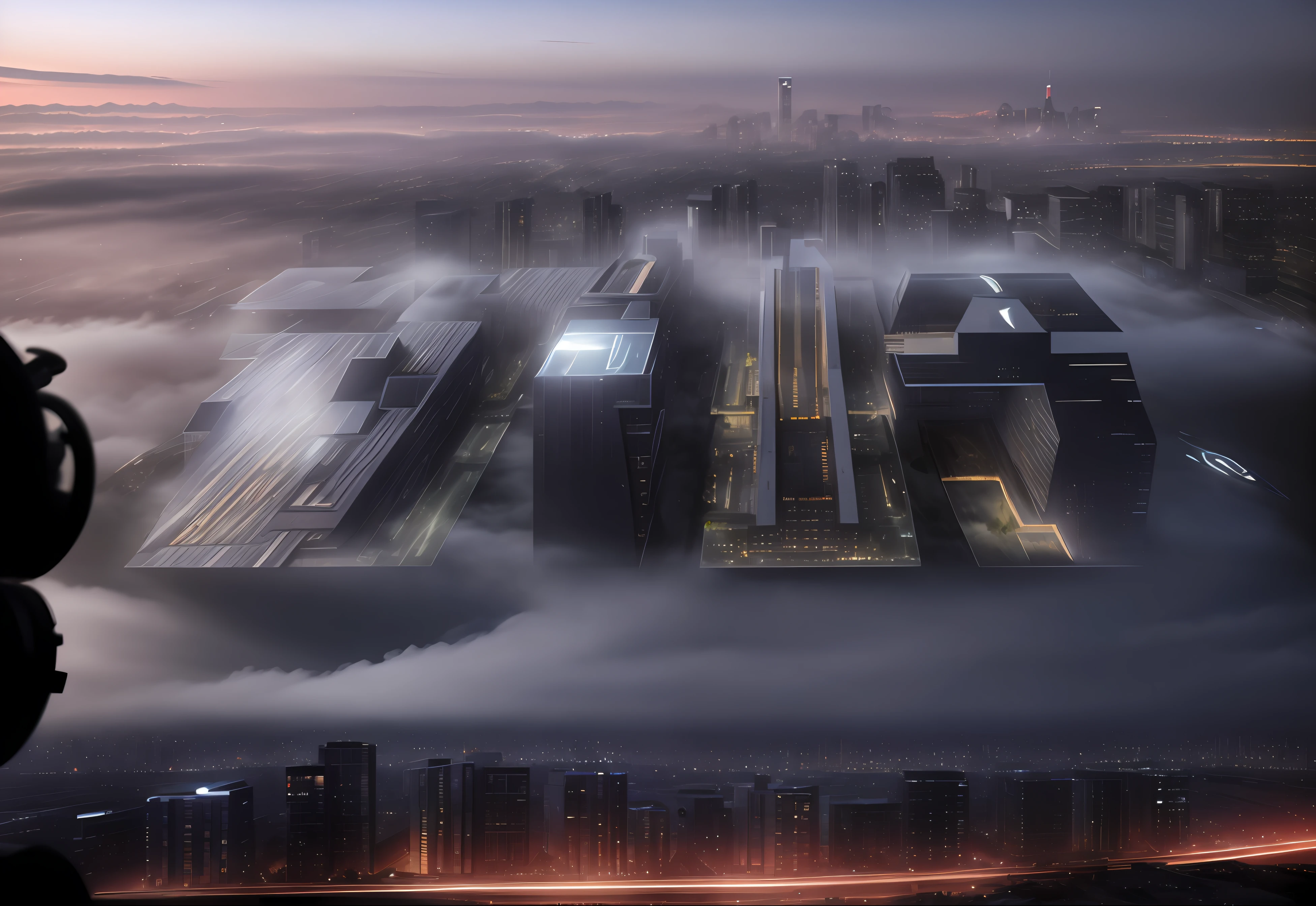 城市,buliding,realisticlying,Light emitting diode light source,Fog in the distance,A masterpice。super detailing,imagination,sci-fi building,Light and shadow tracking,Perfectcomposition