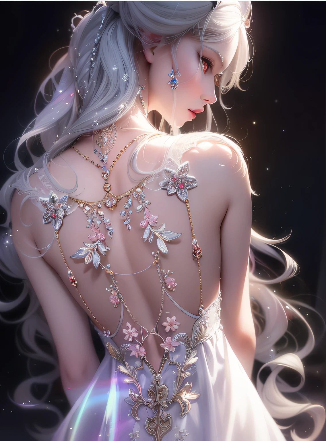 Close-up of a woman with long white hair in a dress, Beautiful digital artwork, beautiful gorgeous digital art, Ethereal beauty, a stunning young ethereal figure, beautiful digital art, beautiful fantasy art, gorgeous digital art, A beautiful artwork illustration, Very Beautiful Digital Art, Exquisite digital illustration, very beautiful fantasy art, Light effect. Feminine, Beautiful digital illustration