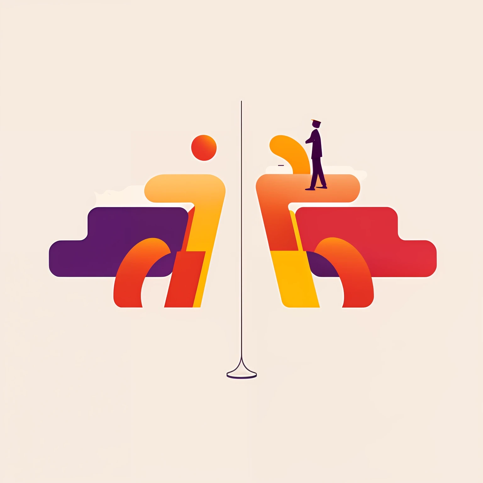 There was a man standing in a chair next to a pole, Colorful illustration, author：Alexander Kosis, Illustration style, illustration”, Simple illustration, illustration | rootkowski, minimalistic illustration, Minimalist illustration, Simple and clean illustration, Modern illustration, author：Zsolt Bodoni, Concept illustration, author：Sam Havatoi, surreal flat colors