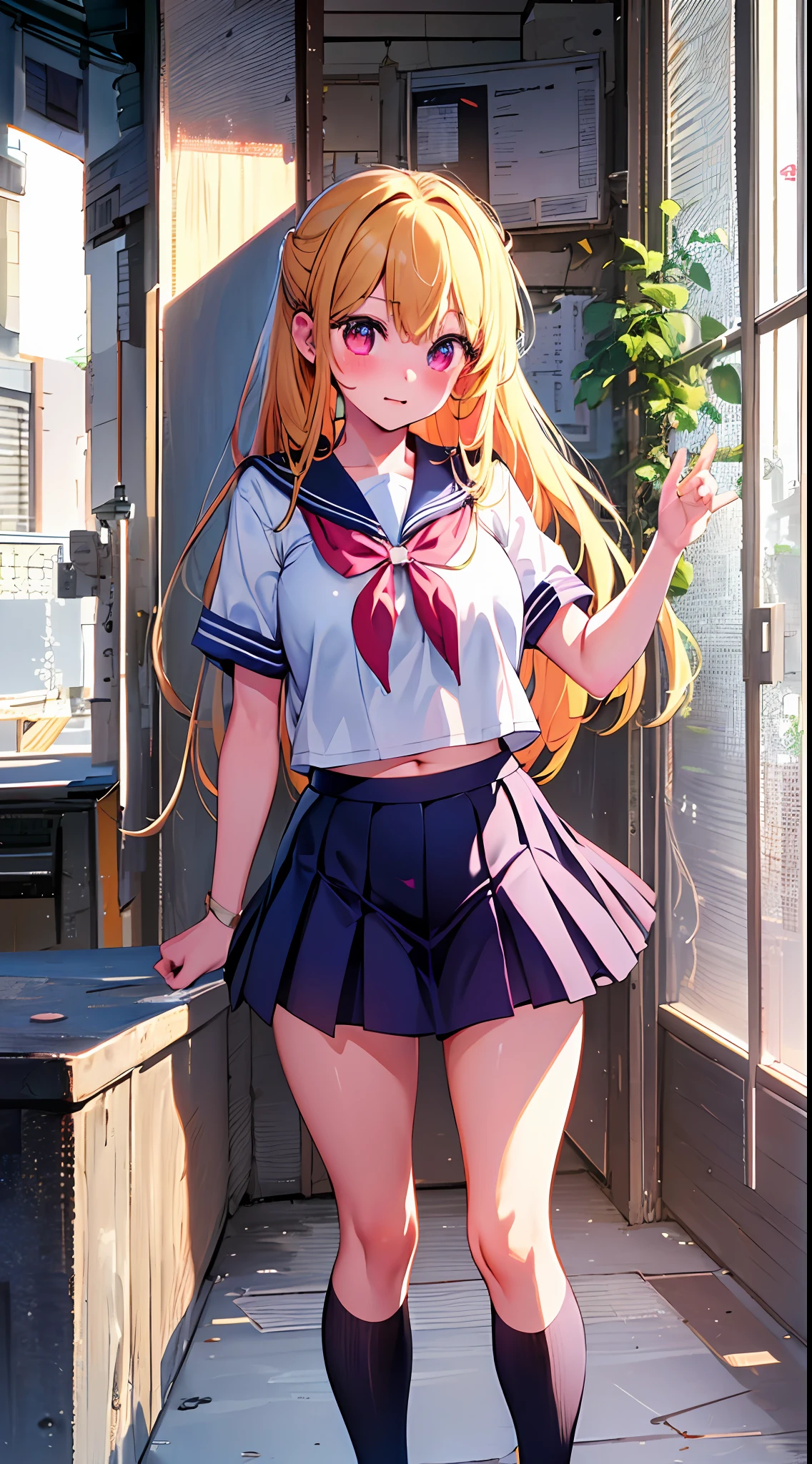 The main girl is beautiful and cute, "neat and bright slope school uniform coordination", full body, full body illustration, best illustration, realistic and elaborate uniform, high school uniform, , ((highest quality)), ((masterpiece)), (detail: 1.4), anatomical, award-winning concept art, beautiful, fine details, portrait, look at the viewer, (show full body)), 1 girl, full body, solo, 6 years old, Schoolchildrenctors, goldonde, semi-long  red and pink eyes, big eyes, the pupil of the left eye is star-shaped, Characteristic left eye pupil, left eye pupil clear, left eye pupil detailed, cute underwear, panties, skirt, silk panties, wet shirt, wet clothes, skirt lift, blush, classroom, navel out, clothes lift, easy background, lifting clothes, white shirt, uniform, blazer, Japan cute uniform, look away, short sleeves, loli, elementary school, main girl is beautiful ancute, cute, young, young, young, young appearance, fantast visuaon, professional effect, beautiful girl, petite girl, sweaty transparent clothes, unevenness, absurdity, unevenness, unif is the oldest girls' school Japan based on Christianity along with the girls' academy, Very cute in traditional uniform", "Very cute sailor suit for both summer and winter clothes", heel-up loafers, golden hair, the main girl is beautiful and cute
