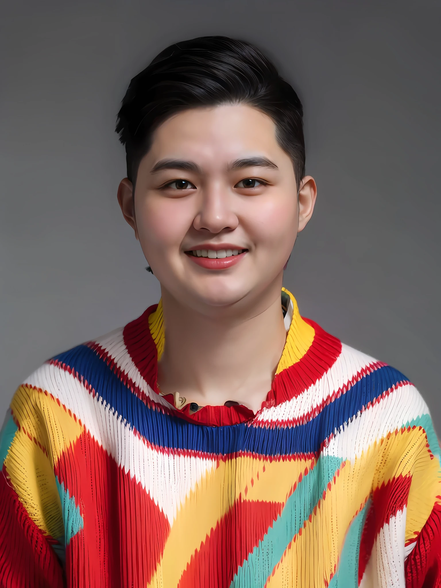 A Chinese male high school student，Wear colorful sweaters