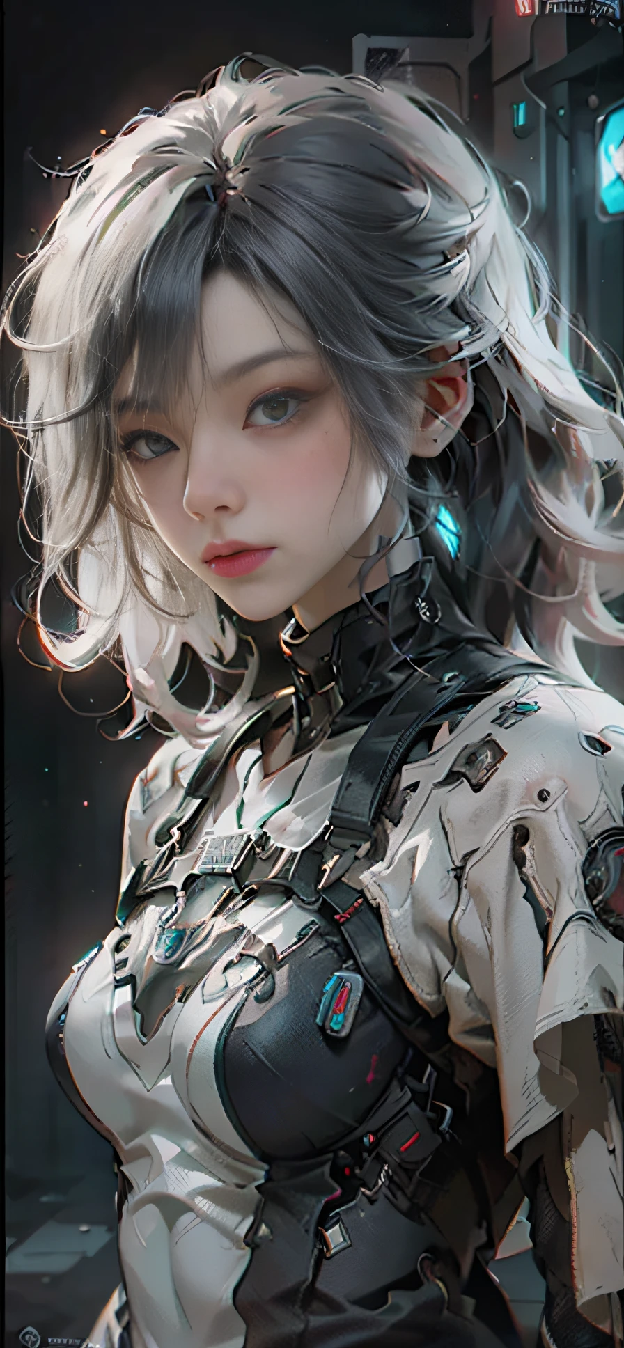 ((best qualtiy)), ((tmasterpiece)), (the detail:1.4),(extremely detailed CG unity 8k wal), 3D, A beautiful cyberpunk female image,HDR(HighDynamicRange),Ray traching,NVIDIA RTX,Super-Resolution,Unreal 5,Subsurface scattering、PBR Texture、post-proces、Anisotropy Filtering、depth of fields、maximum definition and sharpness、Many-Layer Textures、Albedo e mapas Speculares、Surface Coloring、Accurate simulation of light-material interactions、perfectly proportions、Octane Render、Two-colored light、largeaperture、Low ISO、White balance、the rule of thirds、8K RAW、Finger details,Delicate facial features,Focus on the face,smallunderboob