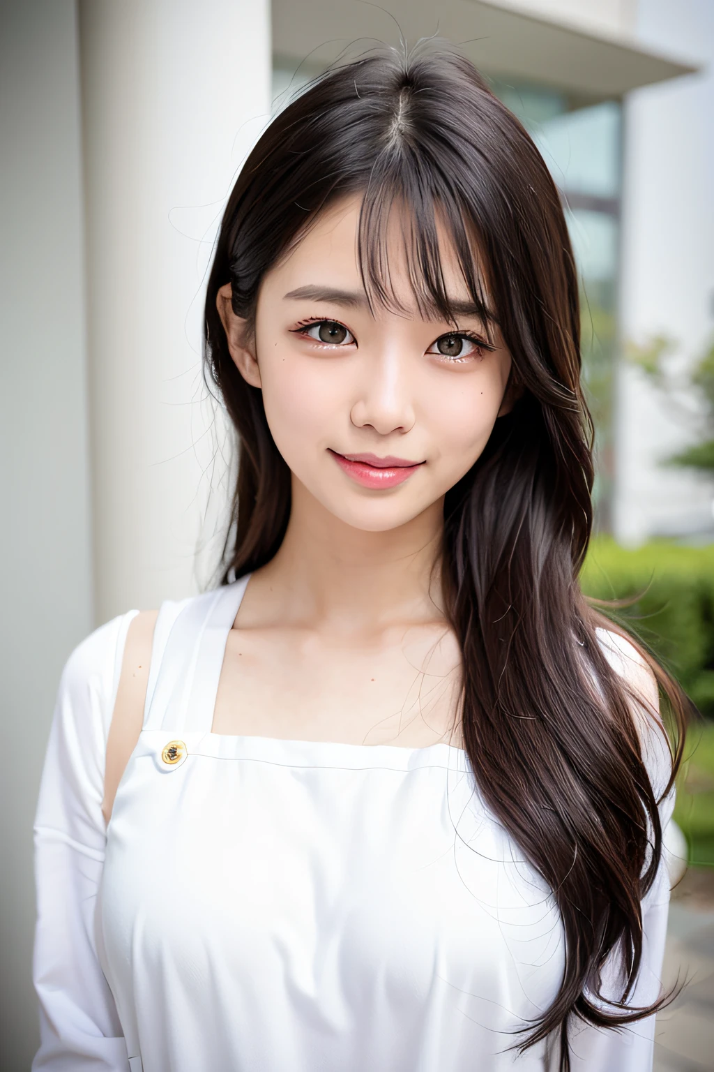 laughing、White clothes、A dark-haired、campus