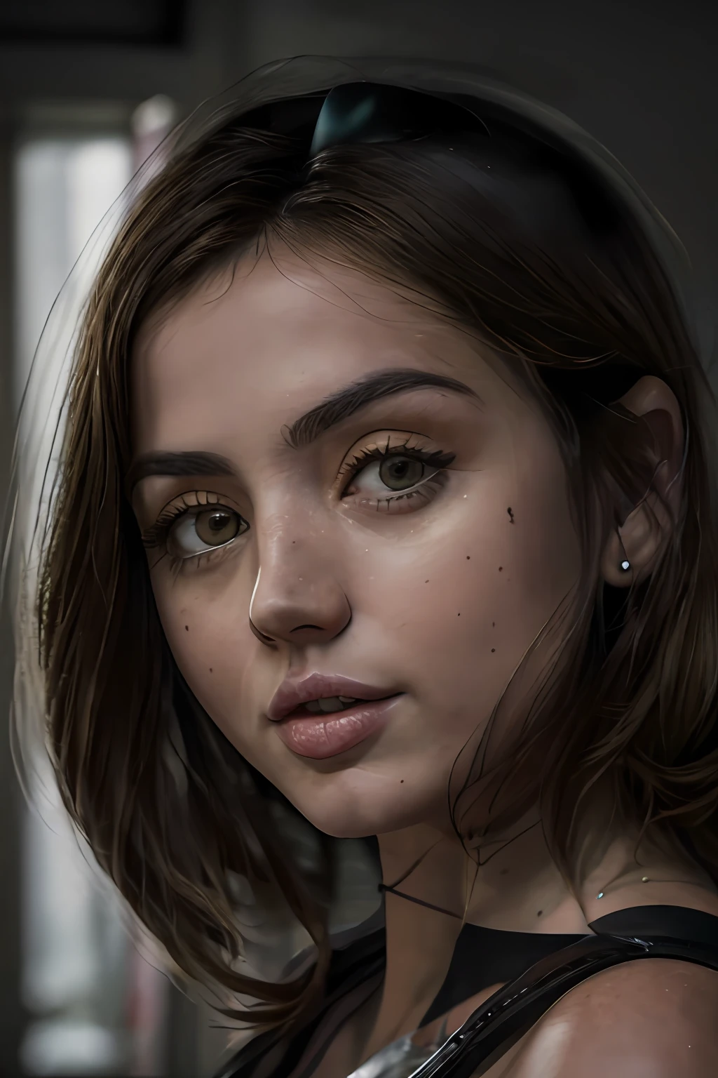 young Ana de Armas, Photorealistic, A hyper-realistic, hyper-detailing, analog style, sub-surface Scattering, Realistic, Masterpiece, Best Quality,, ultra realistis, 8K, the golden ratio, Intricate, high detail, soft focus, RAW photo, subject, (high skin detail:1.2), 8K UHD, dslr, soft-lighting, hiquality, Film grain, Fujifilm XT3