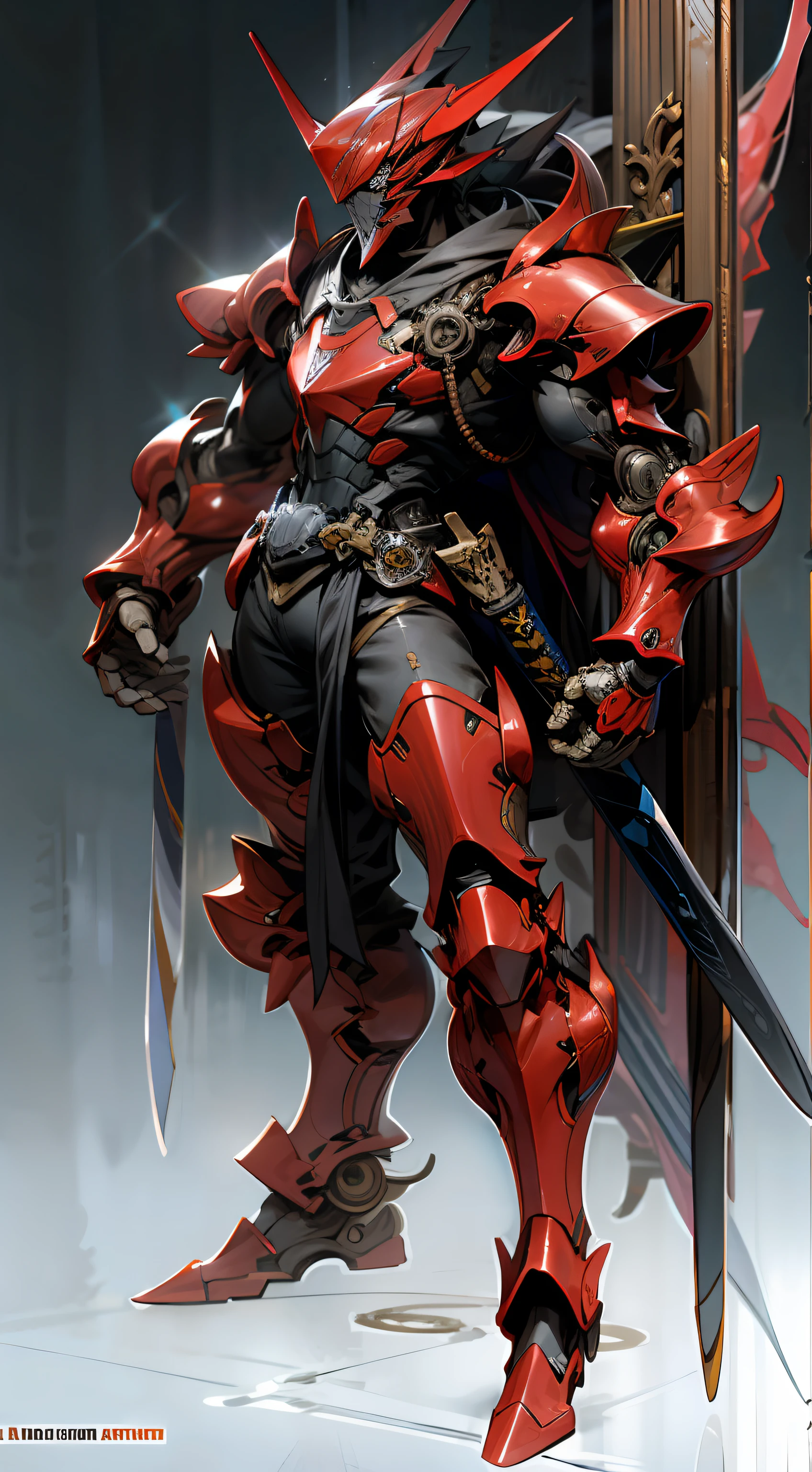 Red armor,Kamen Rider Dragoon,Fully armed,full body shot shot,8K,katana swords
