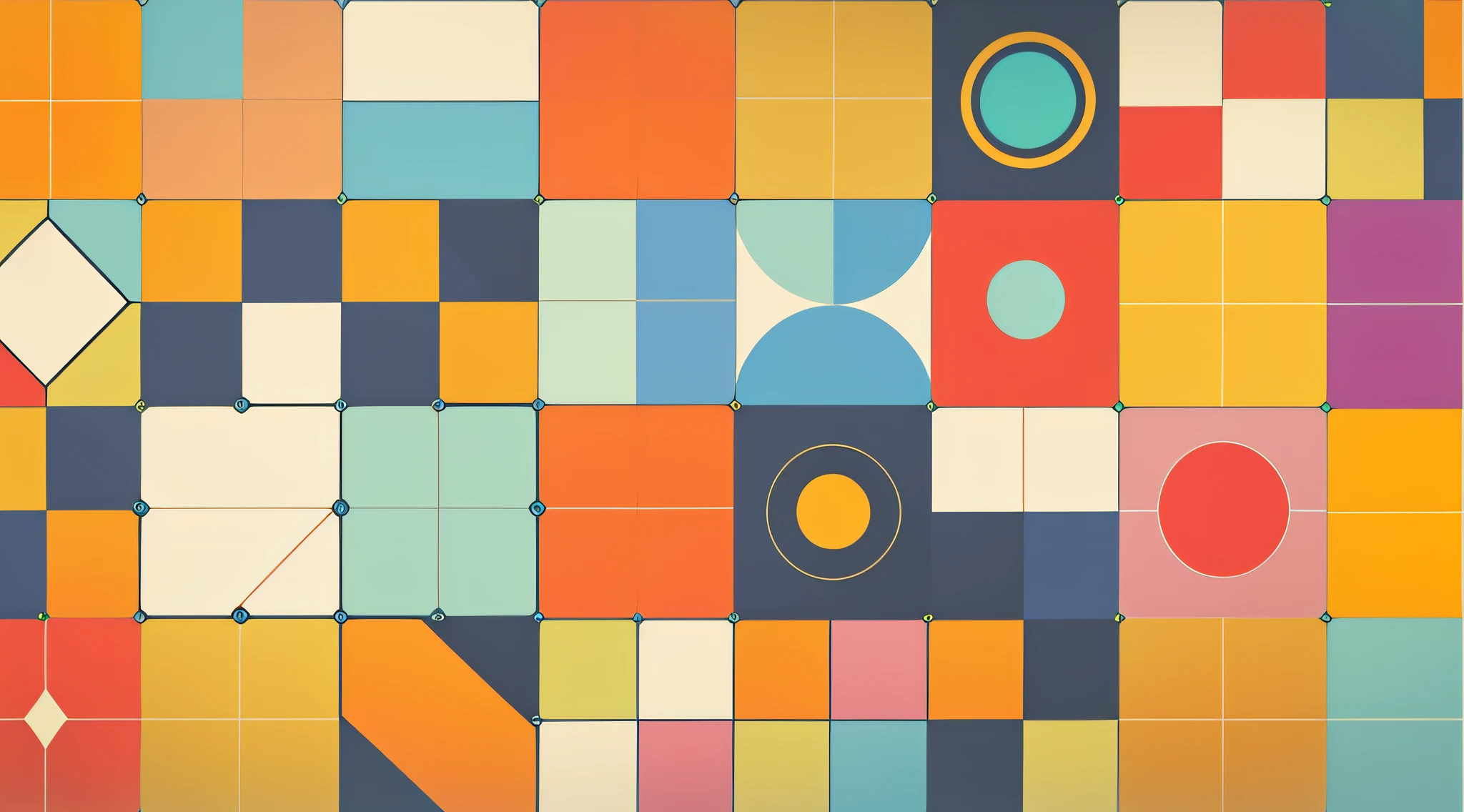 Close-up of colored geometric patterns with circles and squares, Abstract geometric, Geometric pattern, abstract geometric concept, geometric design, geomerty, Geometric patterns, abstract geometrical shapes, inspired by Bauhaus, graphic shapes, geometric abstraction, graphic detail, abstract forms and shapes, o pattern, Patchwork, Inspired by Joseph Bullock, Colorful geometric patterns, geometric shapes background