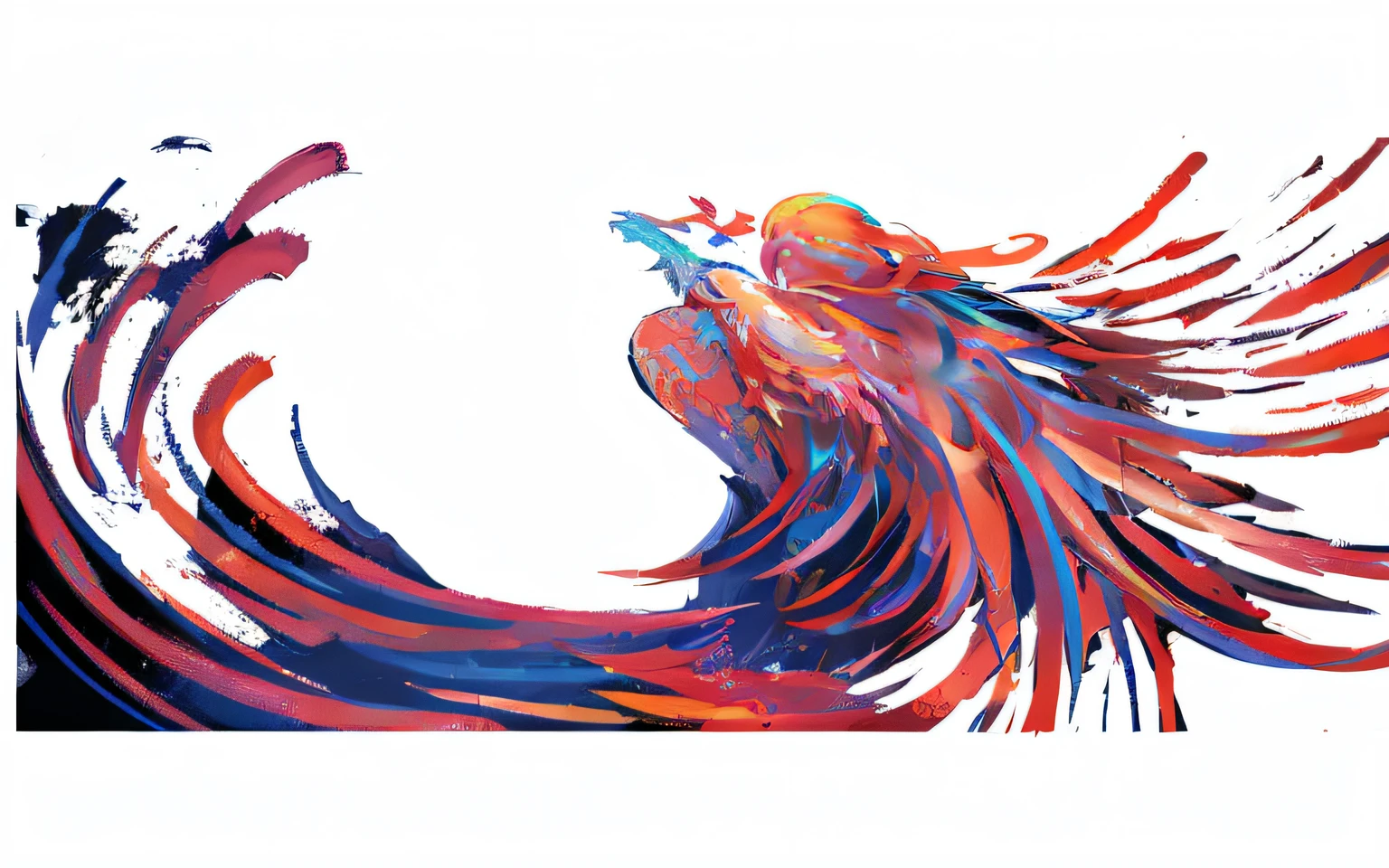 Draw a colorful bird,Long tails fly in the air, artwork of a phoenix, expressive digital painting, beautiful brush stroke rendering, intricate flowing paint, ''wallpaper of a phoenix resting, ''wallpaper of a phoenix, Colorful energy brushstrokes, colorful bird with a long, flowing brushwork, phoenix-inspired, A phoenix, A beautiful artwork illustration
