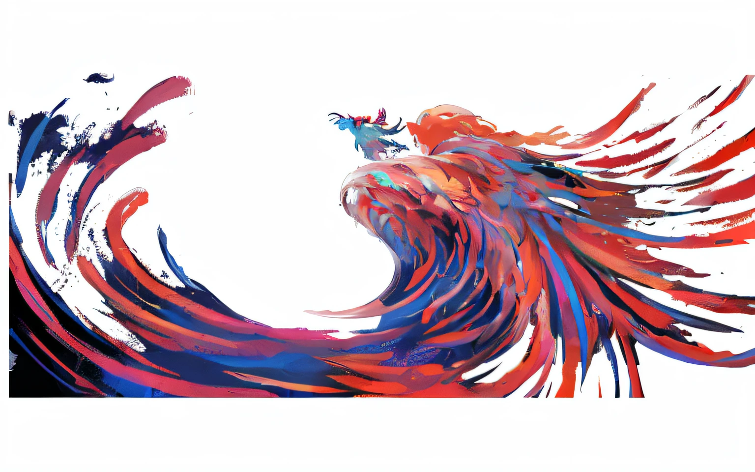 Draw a colorful bird，Long tails fly in the air, artwork of a phoenix, expressive digital painting, beautiful brush stroke rendering, intricate flowing paint, ''wallpaper of a phoenix resting, ''wallpaper of a phoenix, Colorful energy brushstrokes, colorful bird with a long, flowing brushwork, phoenix-inspired, A phoenix, A beautiful artwork illustration