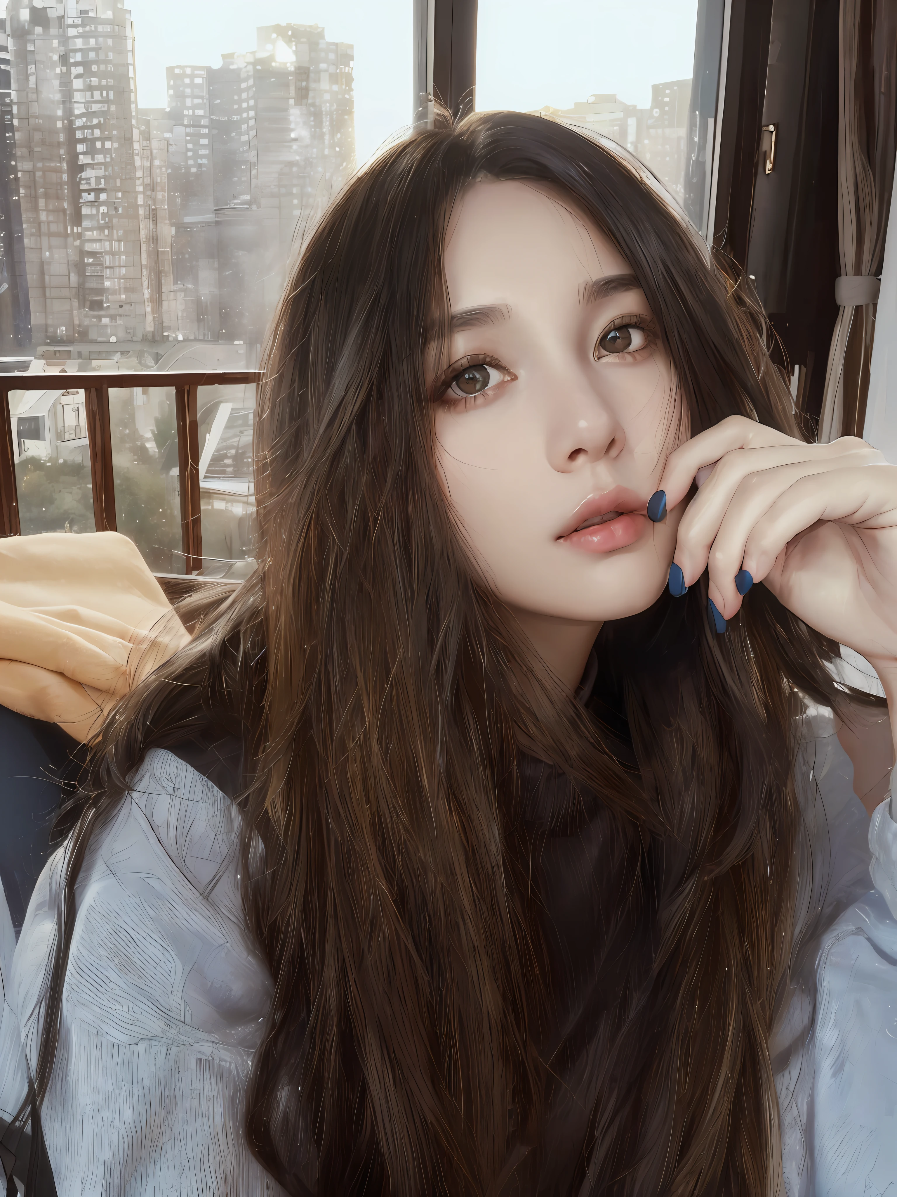 (masterpiece:1.3), (8k, photorealistic, RAW photo, best quality: 1.4), (1girl), beautiful face, (realistic face), (black hair, short hair:1.3), beautiful hairstyle, realistic eyes, beautiful detailed eyes, (realistic skin), beautiful skin, (sweater), absurdres, attractive, ultra high res, ultra realistic, highly detailed, golden ratio