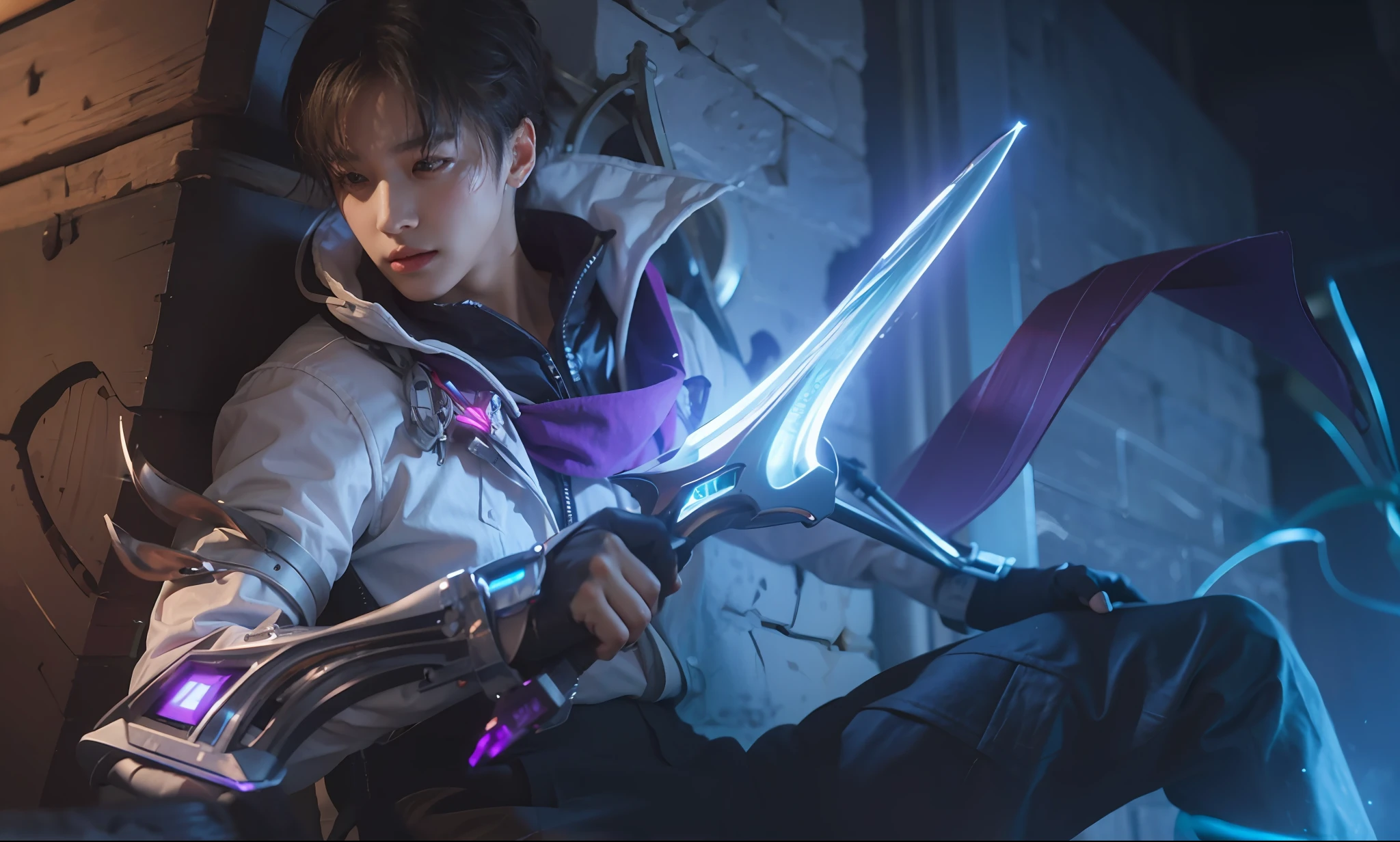 Wan cute Korean face, Jimin's Greek nose, Sung Yeon-joon, male Urzan, glowing red eyes, Kim Tae-joon, Choi Seo-kun, eyes full of helplessness, several red scars, (8k, RAW photo, best quality, mastery:1), (realistic, photo-realistic:1), ultra-detailed, (high detailed skin:1), 8k uhd, DSLR, soft light, thin, high quality, film grain, male idol.