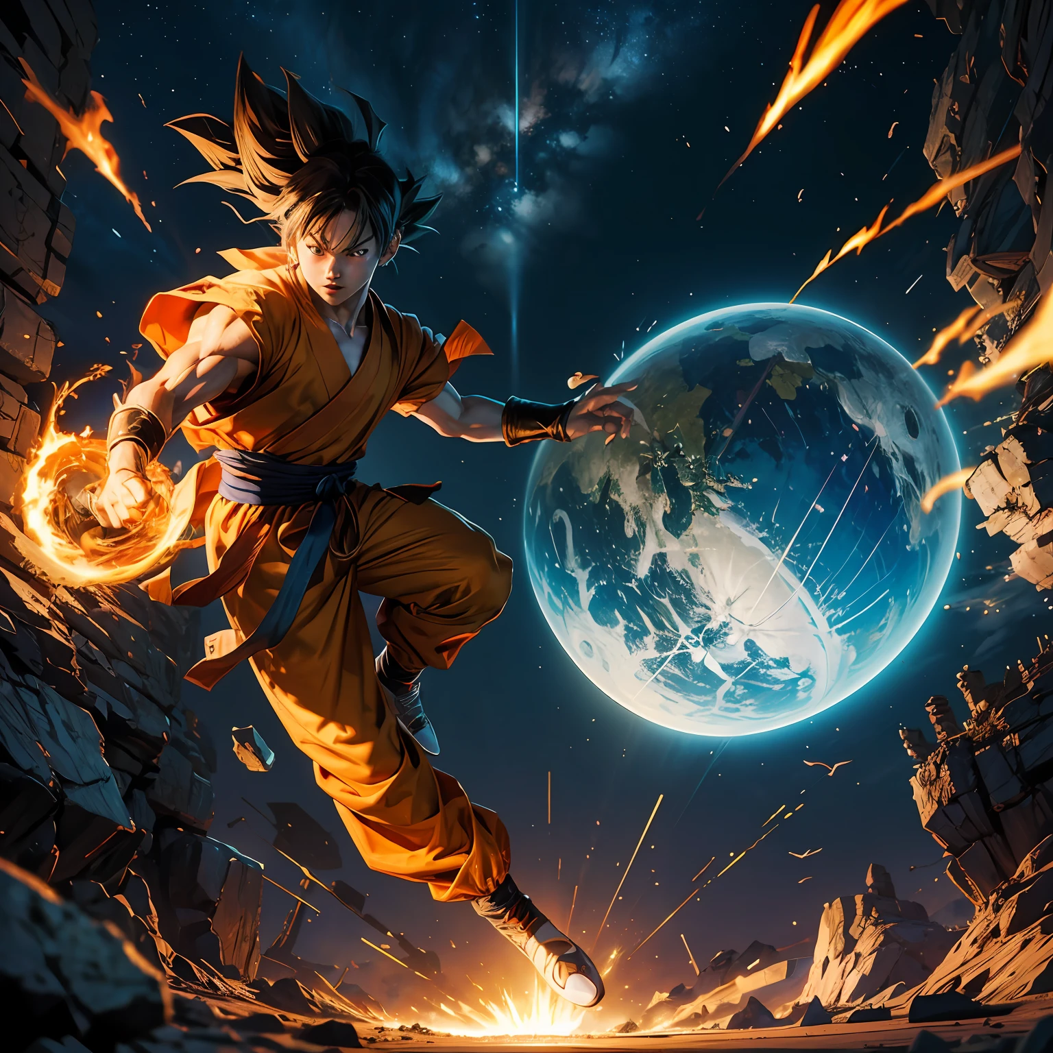 (非常详细的 CG 统一 8k 壁纸),(best qualtiy),(Most Best Illustration),(best shadow),absurderes,realistic illumination,(Ultra Light Effects Goku Special Effects --auto