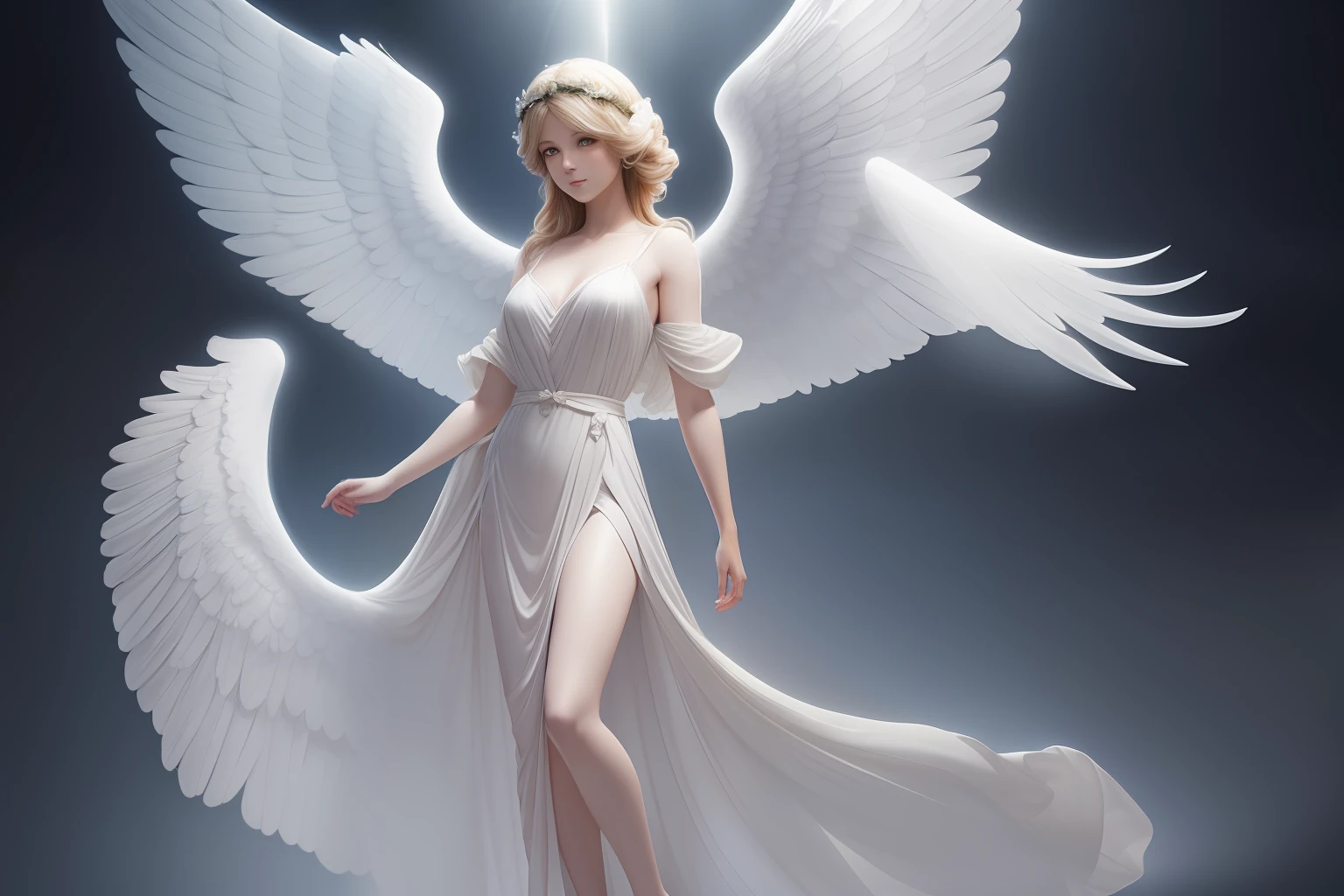 (((fullbody))) ANGELIC DELIGHT, BORN OF LIGHT, WINGED ANGELS, HEAVEN SENT, masterpiece, highly detailed, photorealistic, high resolution, spectral form, cinematic noir lighting, surreal photorealism, strong detailing