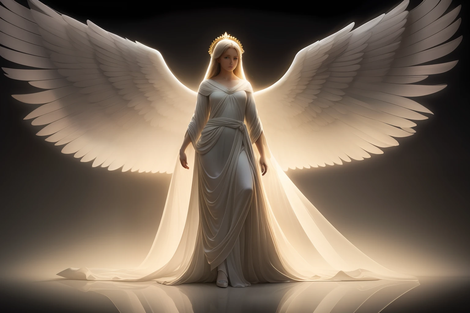 (((fullbody))) ANGELIC DELIGHT, BORN OF LIGHT, WINGED ANGELS, HEAVEN SENT, masterpiece, highly detailed, photorealistic, high resolution, spectral form, cinematic noir lighting, surreal photorealism, strong detailing