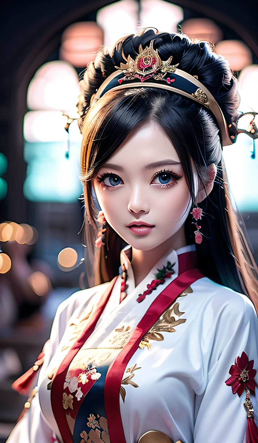 top-quality、masterpiece、hight resolution、Hanbok girl、vivid、Super beautiful face、Super beautiful eyes、Super beautiful hair