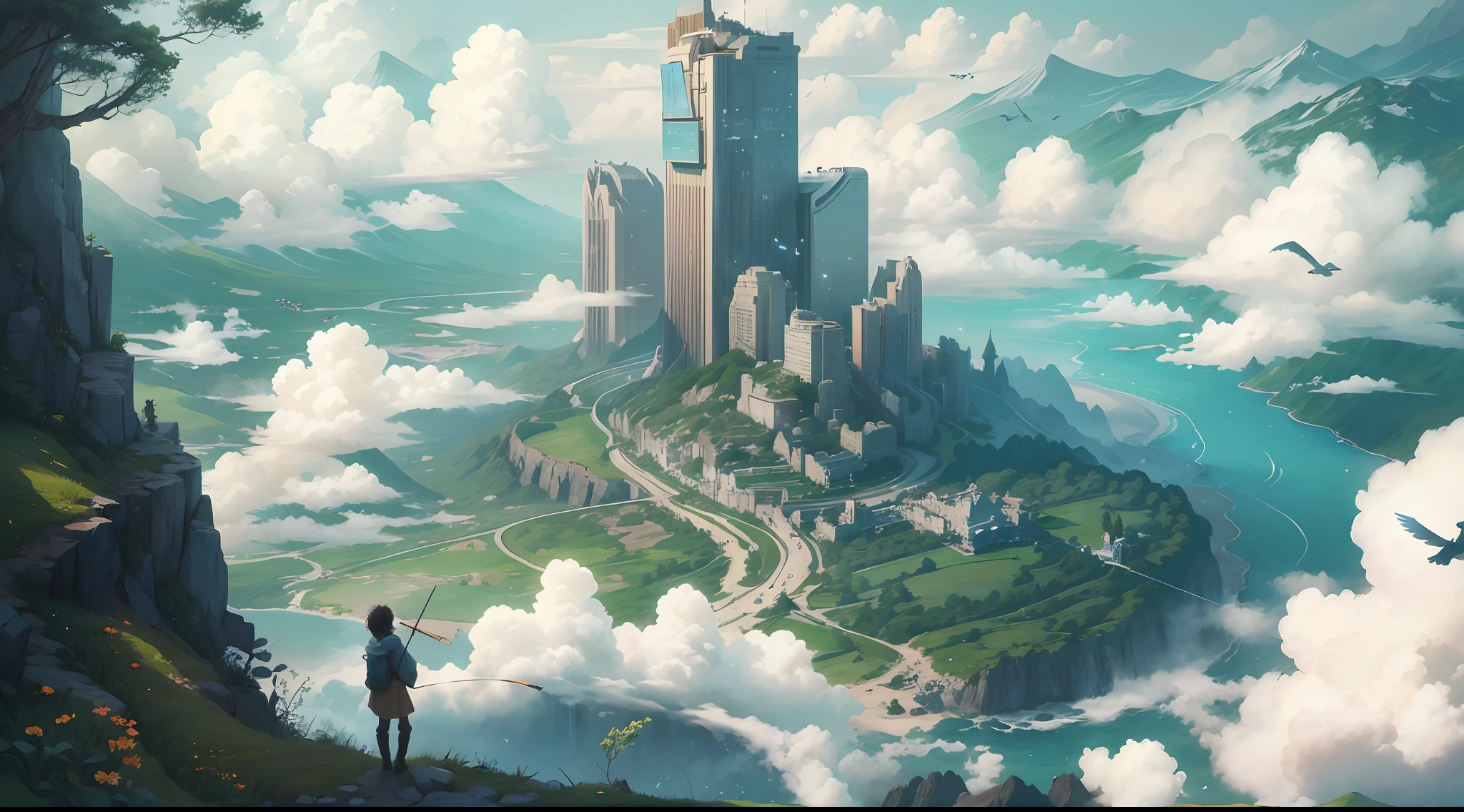 titles: 「Beyond the sky」（Beyond the Sky）

plot:
「Beyond the sky」ha、It is a story for depicting a magnificent sky landscape as a background painting。The protagonist is a dreamy artist.、Embark on a journey in pursuit of a sky that symbolizes freedom and expansiveness。

The story is、It starts with the protagonist looking up at the sky on a sunny day。The hero, fascinated by its blueness and spaciousness,、I am determined to paint the sky。The journey is、The hero visits different regions、appearance々Unfold as you experience the scenery of the sky。

At first、The hero draws a sky surrounded by urban skyscrapers。The urban sky surrounded by tall buildings、Expresses the intersection of reality and dreams。The main character is、Background painting depicts the process of finding one's identity in the hustle and bustle of the city。

Next、The main character is in the countryside and forests、Experience calm natural skies。In nature、The chirping of birds and the whisper of the wind fill the air、The hero feels the silence and harmony of nature。These experiences are、Inject life and peace into the paintings you paint in the sky。

The story goes further.、The main character is a mountain々Get the chance to look up at the sky at the top of the and expansive seaside。The moment when the sky meets the earth、Accompanied by a magnificent impression。The main character is、By painting such a magnificent landscape、We want to convey a sense of breadth and adventure to the viewers.。

In the ending、If the protagonist「Beyond the sky」Complete the work entitled。This is the beauty of the sky、spreading、And it will be a masterpiece that celebrates freedom.。Although the journey of the hero ends、The unknown world that stretches deep into the sky will forever be etched in his heart。Eta、I put that emotion into the picture「Beyond the sky」ha、Many people々It will give you courage and inspiration to。

Word Choice:

Skysky、spreading、Background painting、The artists、liberta、Dreams、landscapes、Blueness、Will、highrise buildings、bu