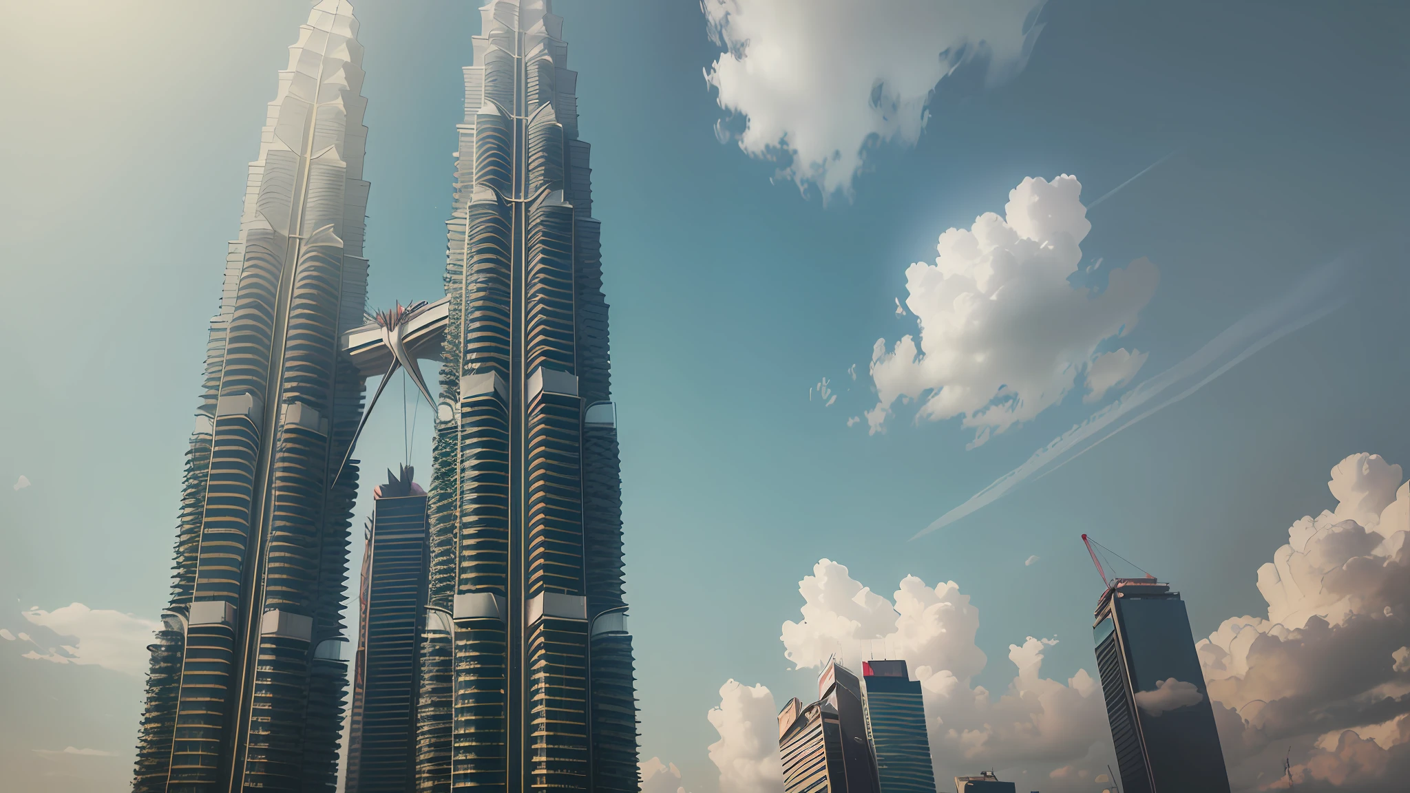 building ((Petronas Twin Tower)), ((realistic:1.2)), wide view mode --auto --s2