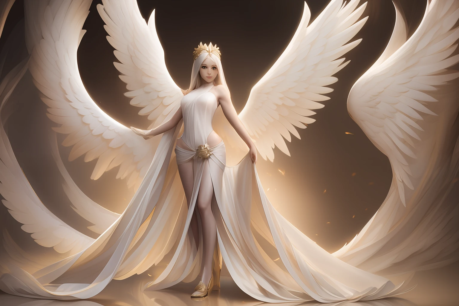 (((fullbody))) ANGELIC DELIGHT, BORN OF LIGHT, WINGED ANGELS, HEAVEN SENT, masterpiece, highly detailed, photorealistic, high resolution, spectral form, cinematic noir lighting, surreal photorealism, strong detailing