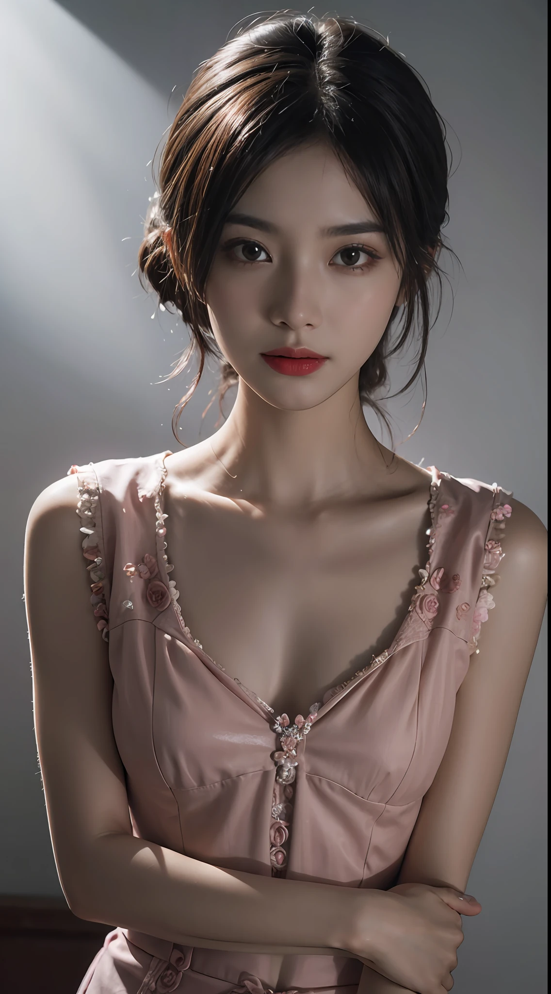Peony flower beauty bust photo detailed, Masterpiece, offcial art, movie light effect, 4K, Chiaroscuro , Flashing Canon Photography (realisticlying:1.4)