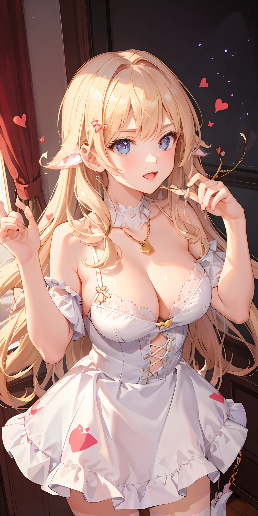 cat ear,blond hairbl,Lori huge breasts cleavage,Poor milk