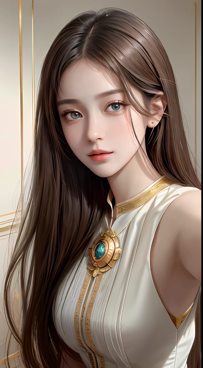 Best Quality, Masterpiece, Super High Resolution, (Realism: 1.4), Original Photo, (Real Skin Texture: 1.3), (Film Grain: 1.3), (Selfie Angle), 1 Girl, Beautiful Eyes and Face Details, Masterpiece, Best Quality, Close-up, Upper Body Highest Quality Picture Quality Full, The zodiac art by Kagaya