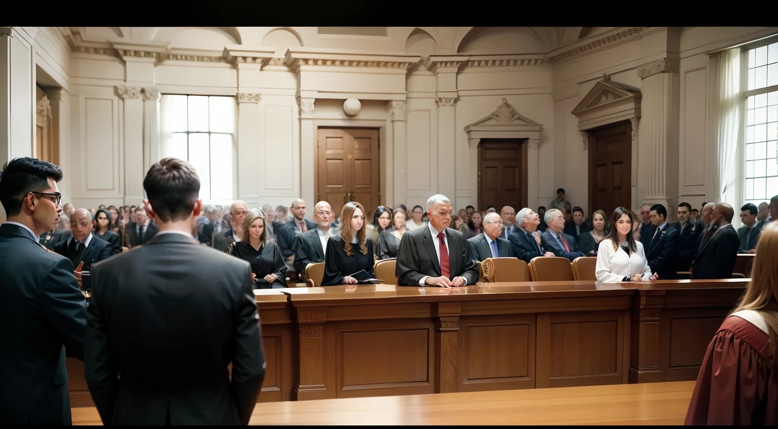 court room,judge,lots of people