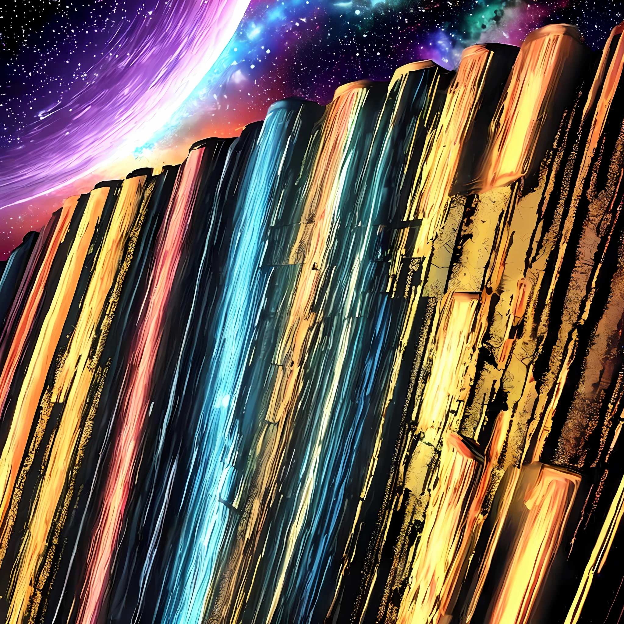 Imagens de astronautas com nave no fundo, Space and planets also present in the image