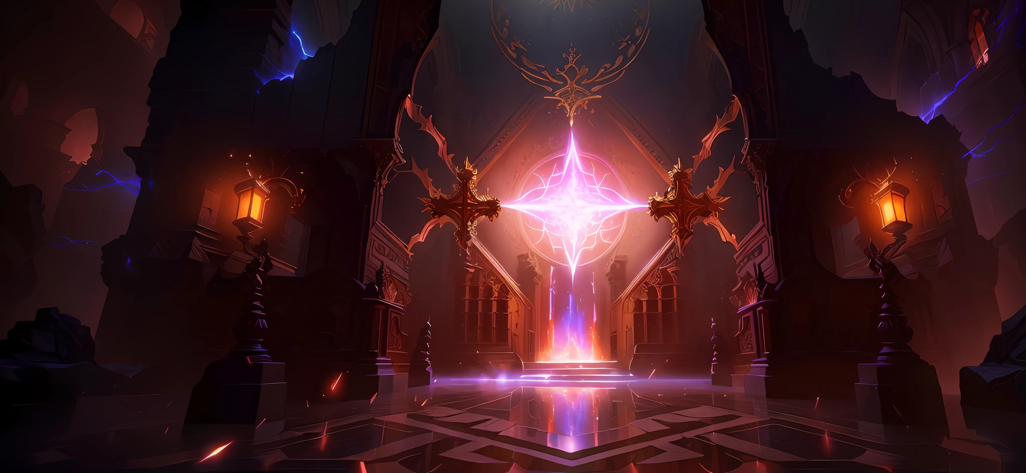 Interior of the church,8k hd wallpaperjpeg artifact, 8k hd wallpaperjpeg artifact, European pattern, concept art magical highlight, studying a hell open rift portal, taliyah, portal into anotheer dimension, detailed cinematic shot, magical glowing time portal, ornate border + concept-art,low-saturation,goth style,Sanctuary,crystal,