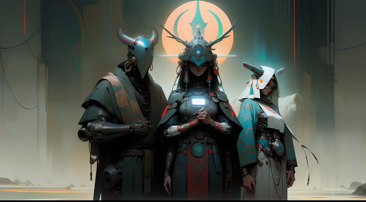 indigenous futurism, indian cybernetic cyborg goddess, cyberpunk, the style of fantastical fantasy compositions, dark prism, eye-catching metallic compositions, symmetrical arrangements, eye-catching iridescent red, blue, green,yellow,bright neon,luminous, distinctive noses, ethereal,bloody colorful, eye-catching compositions with rainbow prism,high resolution, masterpiece,composite cybernetic metallic bodysuit, indigenous cybernetic jewellery and ornaments,symmetrical design ,character concept art,Rendered in Octane,trending in artstation, cgsociety, 8khighly detailed,Junji Murakami, Mucha Klimt, Sharandula, Hiroshi Yoshida, Tom Bagshaw, Ross Tran, Artgerm,Craig Mullins,dramatic,Junji Murakami, moody lighting post-processing,cinematic lighting ,ar 2:3 –uplight