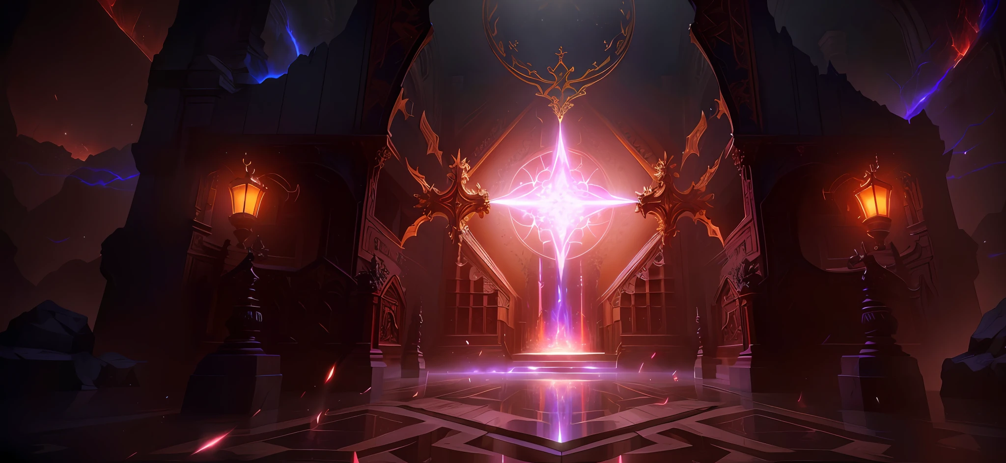 Interior of the church，8k hd wallpaperjpeg artifact, 8k hd wallpaperjpeg artifact, European pattern, concept art magical highlight, studying a hell open rift portal, taliyah, portal into anotheer dimension, detailed cinematic shot, magical glowing time portal, ornate border + concept-art，low-saturation，goth style，Sanctuary，crystal，