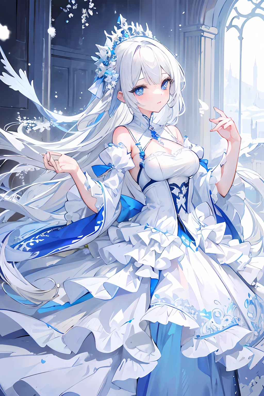 blue hair white dress Arissa Blue & White Embroidered Mini Dress