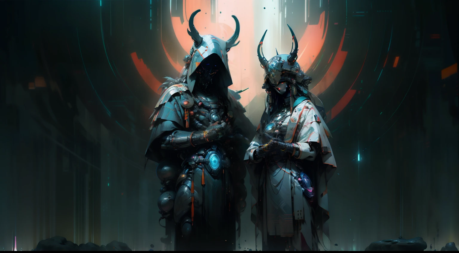 indigenous futurism, indian cybernetic cyborg goddess, cyberpunk, the style of fantastical fantasy compositions, dark prism, eye-catching metallic compositions, symmetrical arrangements, eye-catching iridescent red, blue, green,yellow,bright neon,luminous, distinctive noses, ethereal,bloody colorful, eye-catching compositions with rainbow prism,high resolution, masterpiece,composite cybernetic metallic bodysuit, indigenous cybernetic jewellery and ornaments,symmetrical design ,character concept art,Rendered in Octane,trending in artstation, cgsociety, 8khighly detailed,Junji Murakami, Mucha Klimt, Sharandula, Hiroshi Yoshida, Tom Bagshaw, Ross Tran, Artgerm,Craig Mullins,dramatic,Junji Murakami, moody lighting post-processing,cinematic lighting ,ar 2:3 –uplight