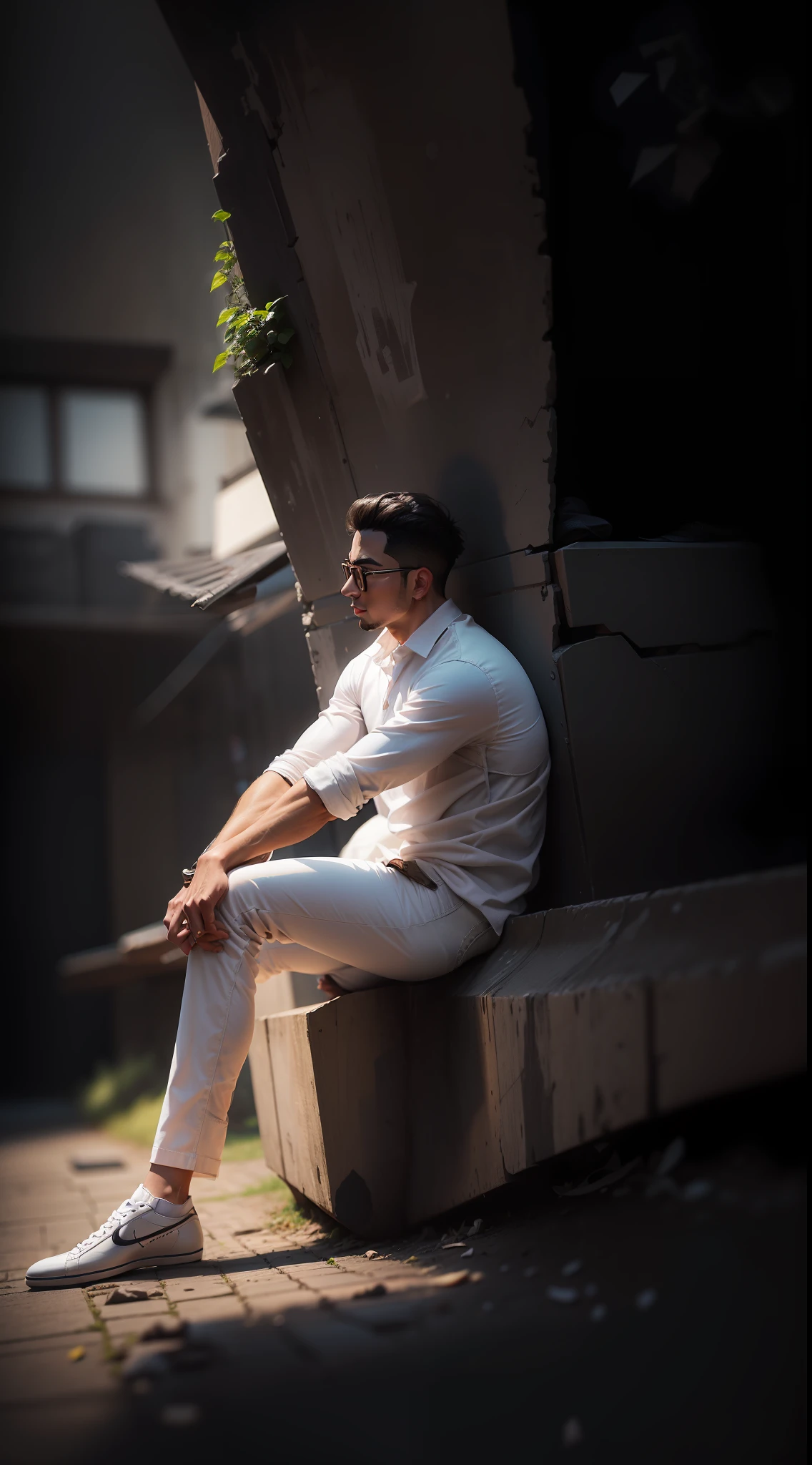 Make the picture better, reduce noise, cloth him white shoe