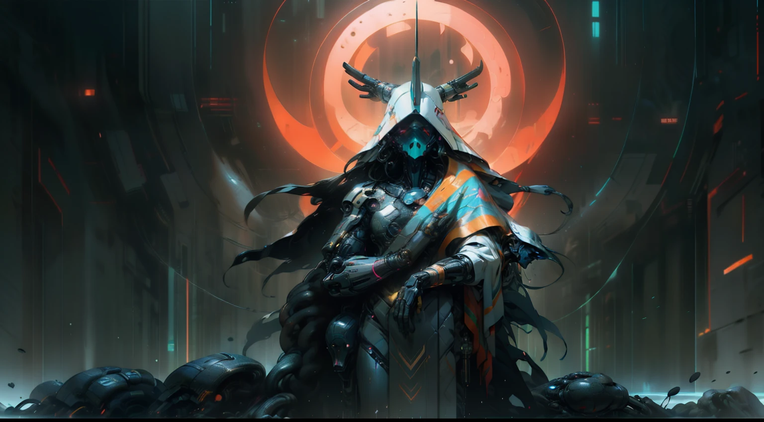 indigenous futurism, indian cybernetic cyborg goddess, cyberpunk, the style of fantastical fantasy compositions, dark prism, eye-catching metallic compositions, symmetrical arrangements, eye-catching  iridescent red, blue, green,yellow,bright neon,luminous, distinctive noses, ethereal,bloody colorful, eye-catching compositions with rainbow prism,high resolution, masterpiece,composite cybernetic metallic  bodysuit, indigenous cybernetic jewellery and ornaments,symmetrical design ,character concept art,Rendered in Octane,trending in artstation, cgsociety, 8khighly detailed,Junji Murakami, Mucha Klimt, Sharandula, Hiroshi Yoshida, Tom Bagshaw, Ross Tran, Artgerm,Craig Mullins,dramatic,Junji Murakami, moody lighting  post-processing,cinematic lighting ,ar 2:3 –uplight