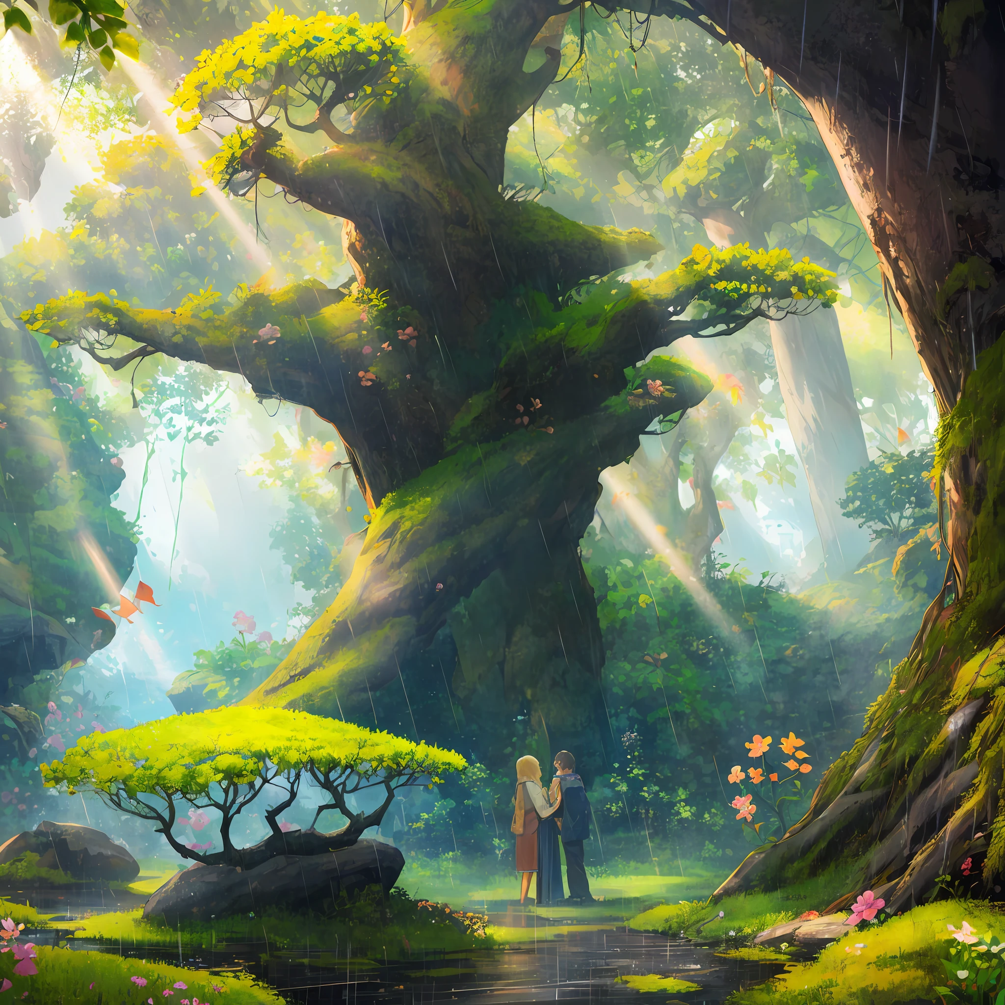 Hear me out we'll hear YOU loud. Thousands' years of rain, thousands' sun lights. Thousands' rays wishing you. Your old rock, firm here to stay. Weep no more; weave us moss nice and green.