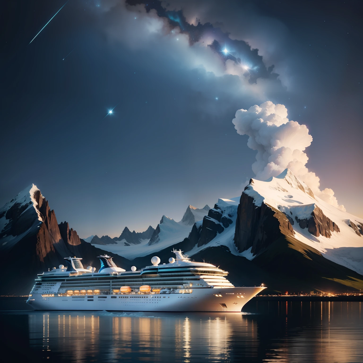 Cruise ships,starrysky,glacier
